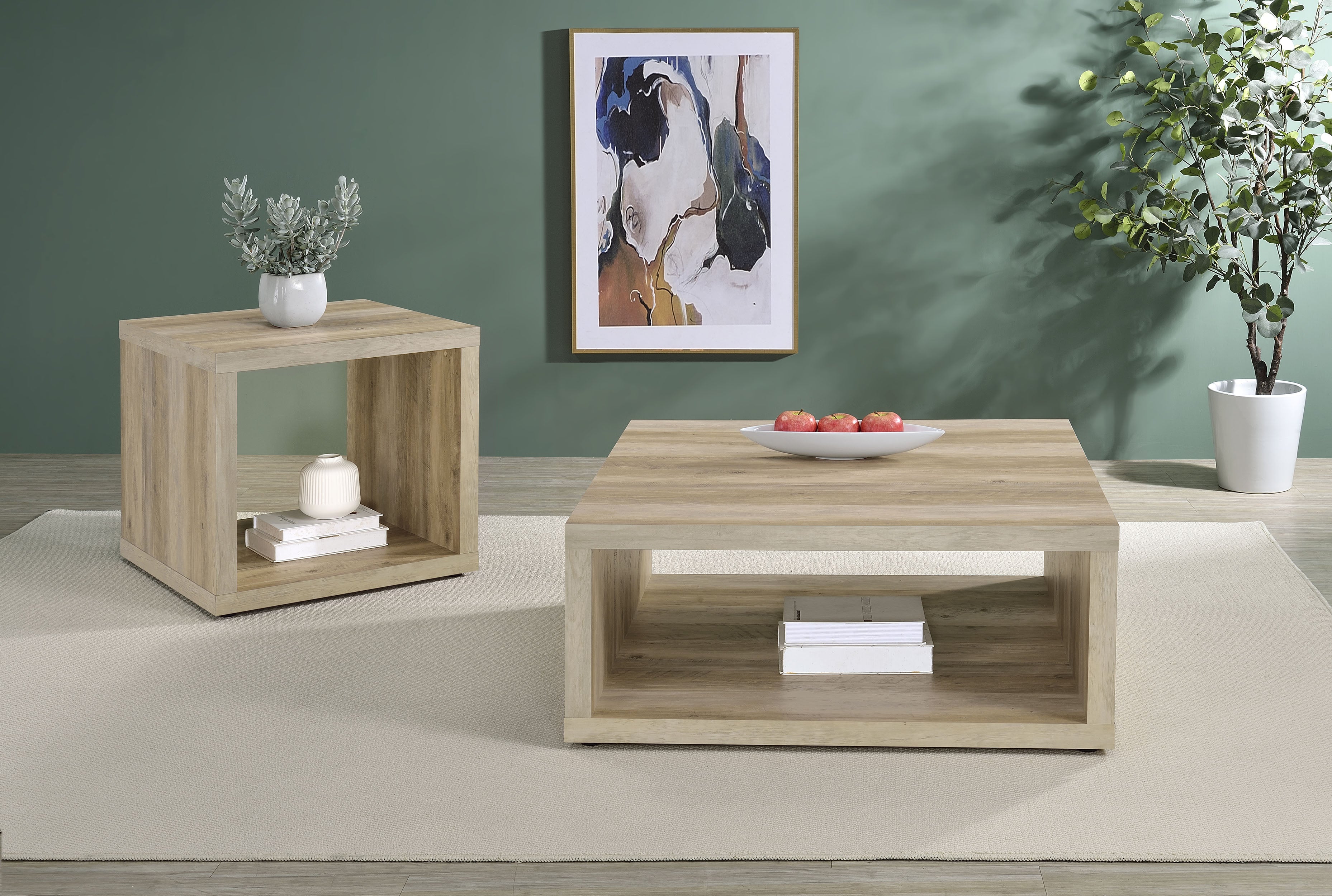 Frisco Square Engineered Wood Coffee Table Distressed Pine — view 9