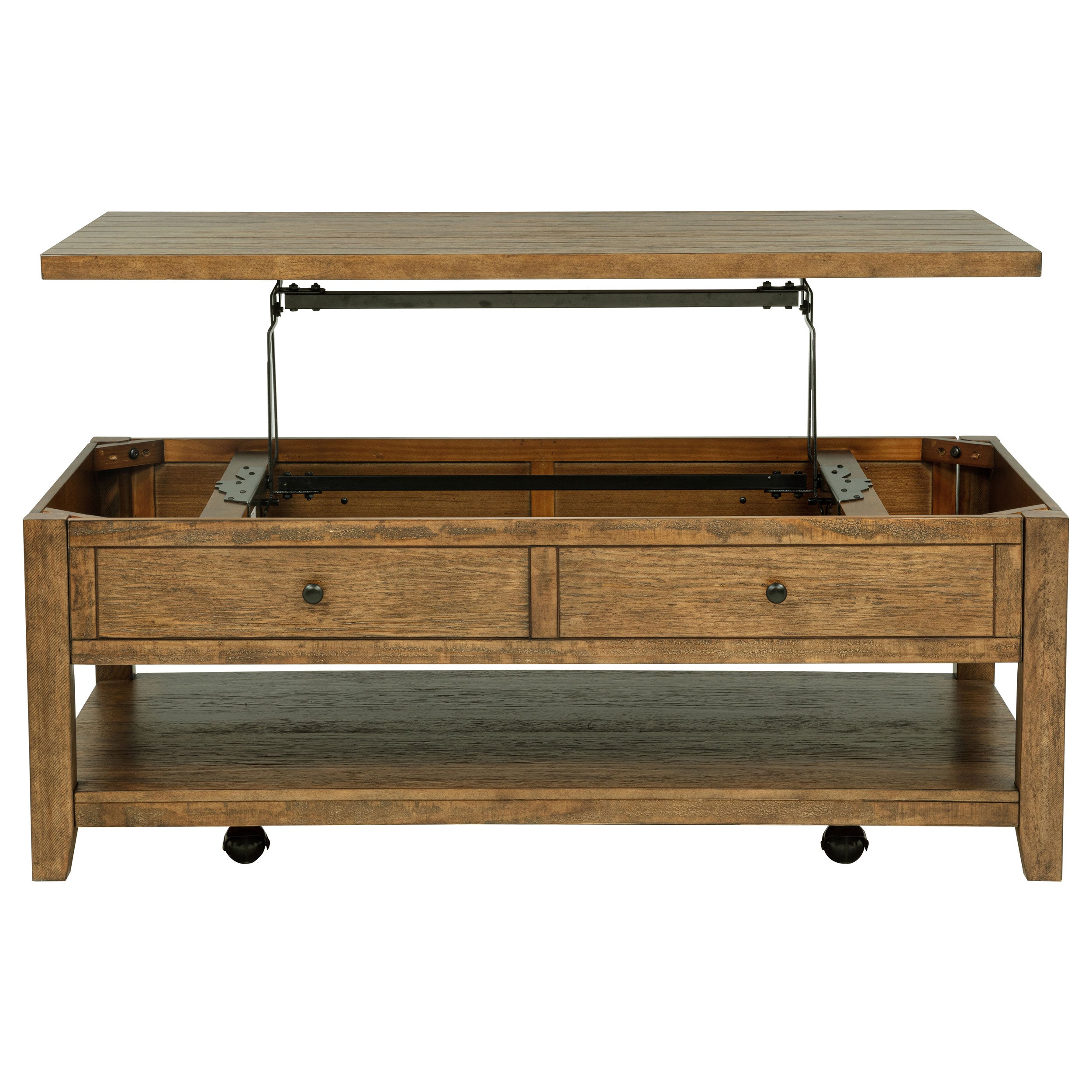 Payne 48-inch Mobile Lift Top Coffee Table Distressed Brown — view 6