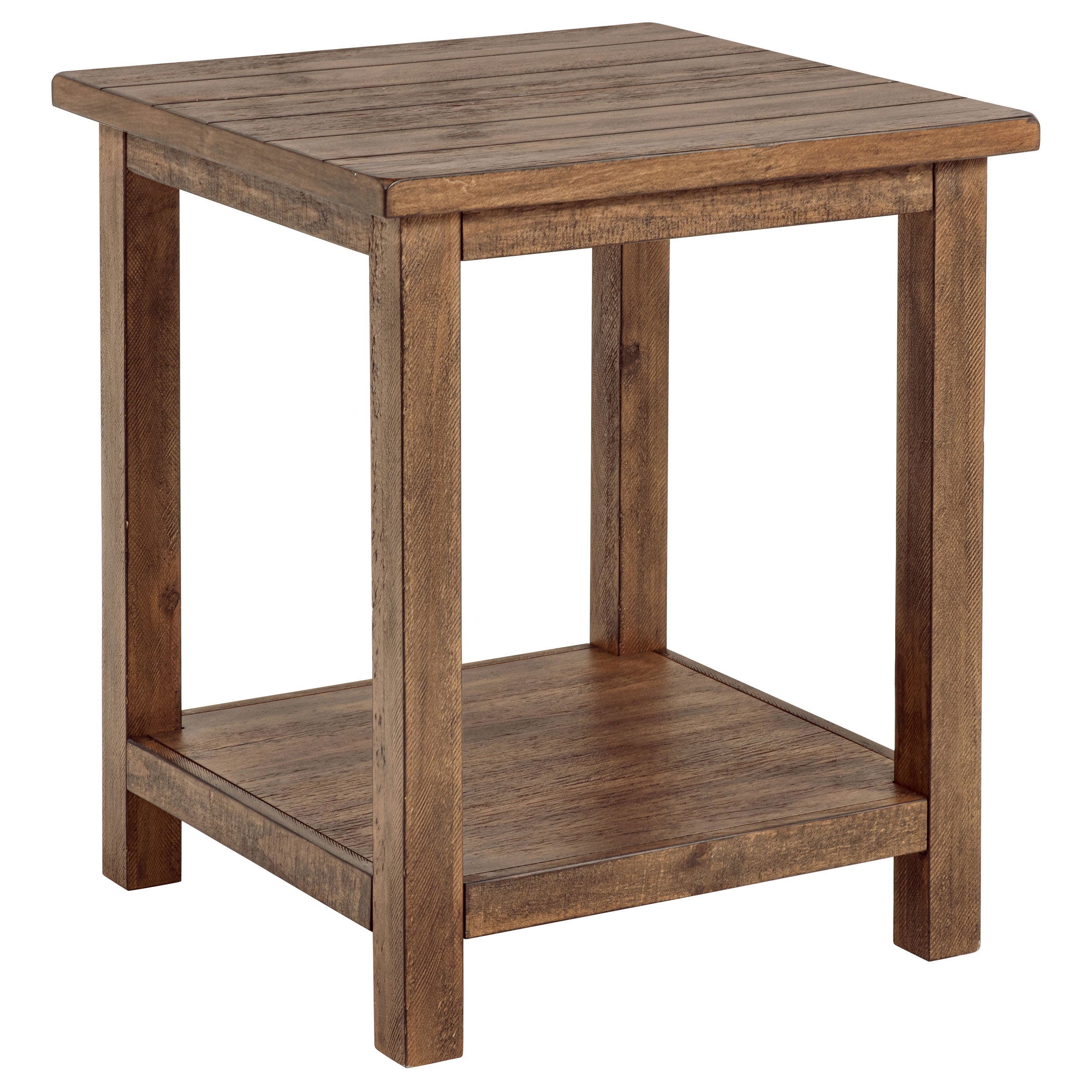 Payne Wood End Table with Shelf Distressed Brown — view 1