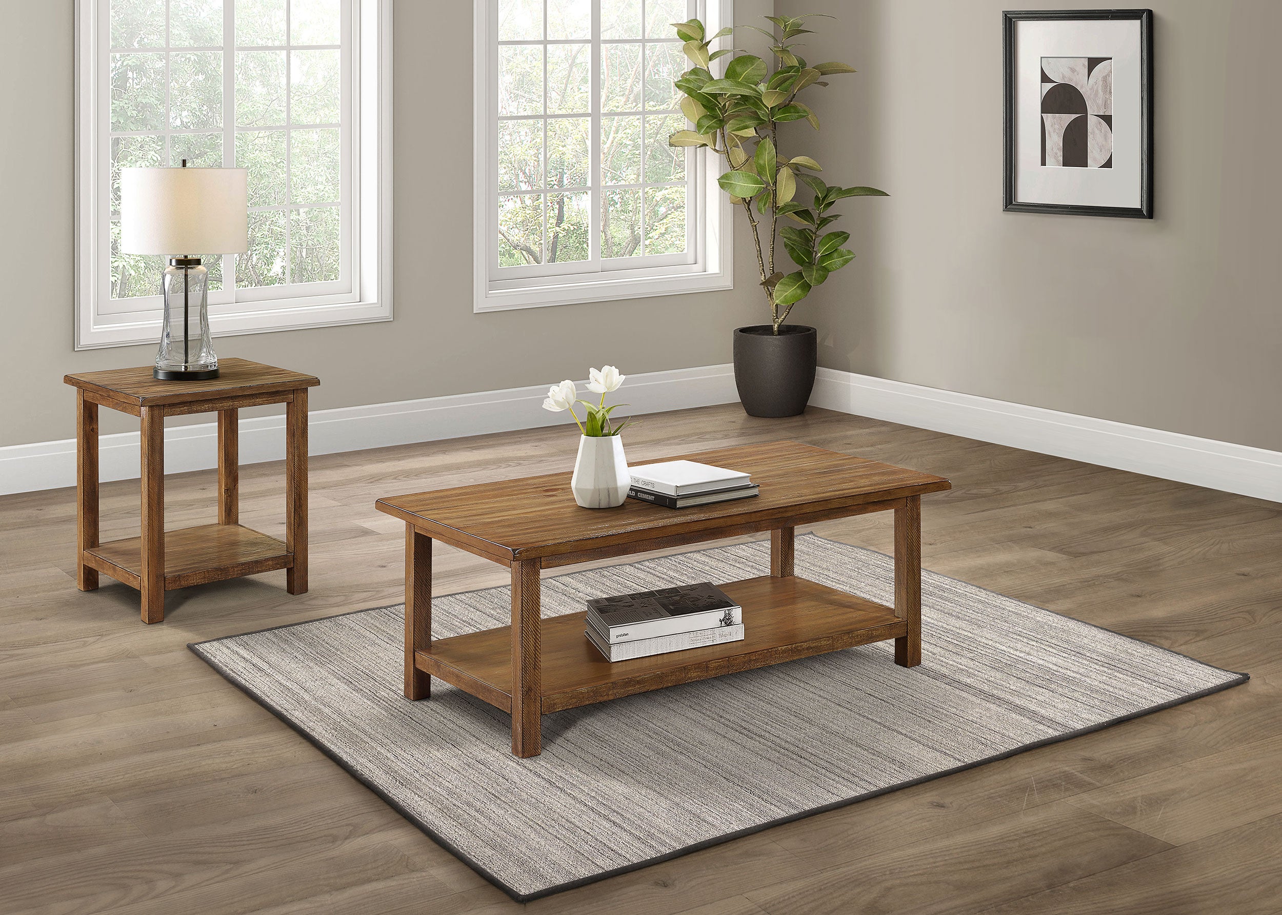 Payne 2-piece Coffee and End Table Set Distressed Brown — view 1