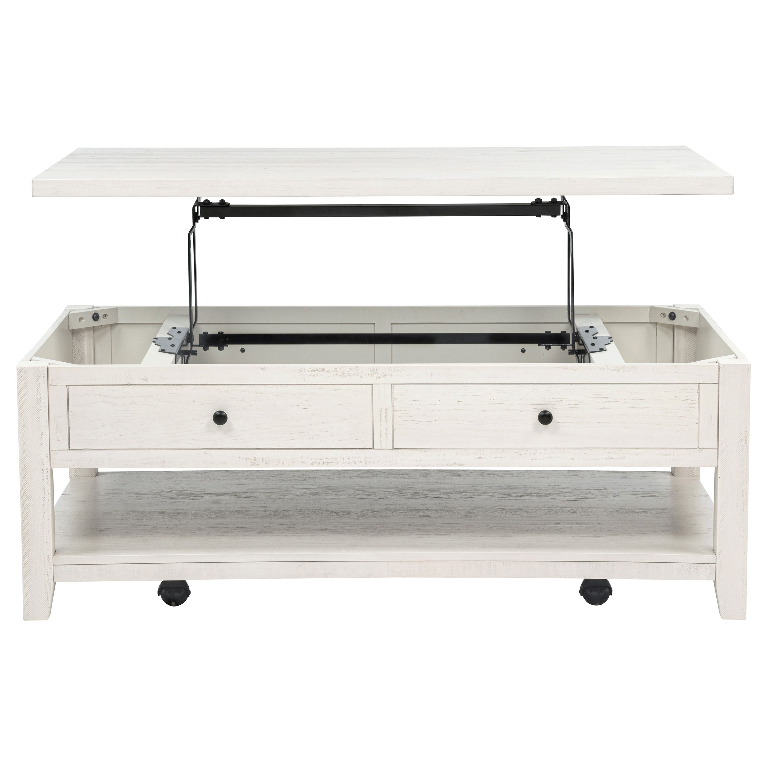 Payne 48-inch Mobile Lift Top Coffee Table Distressed White — view 6