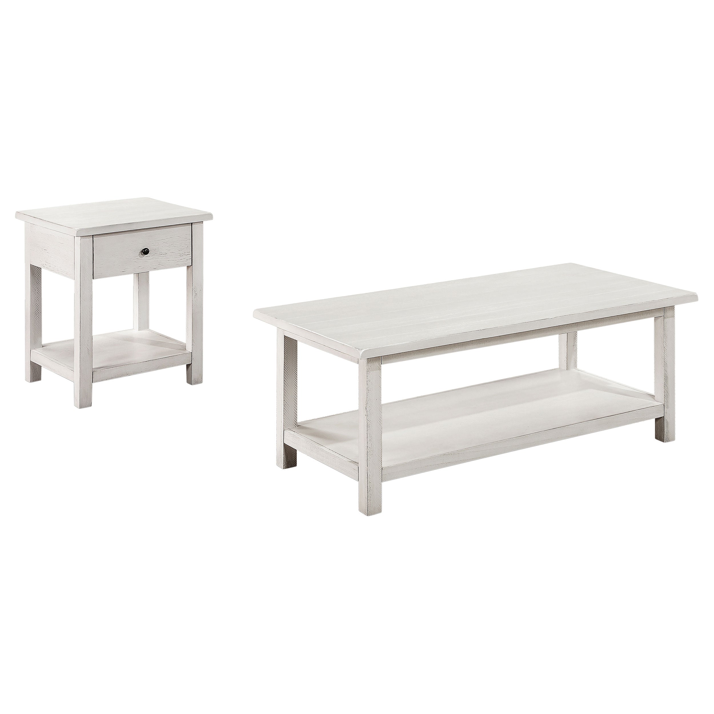 Payne 2-piece Coffee and 1-drawer End Table Set White — view 2