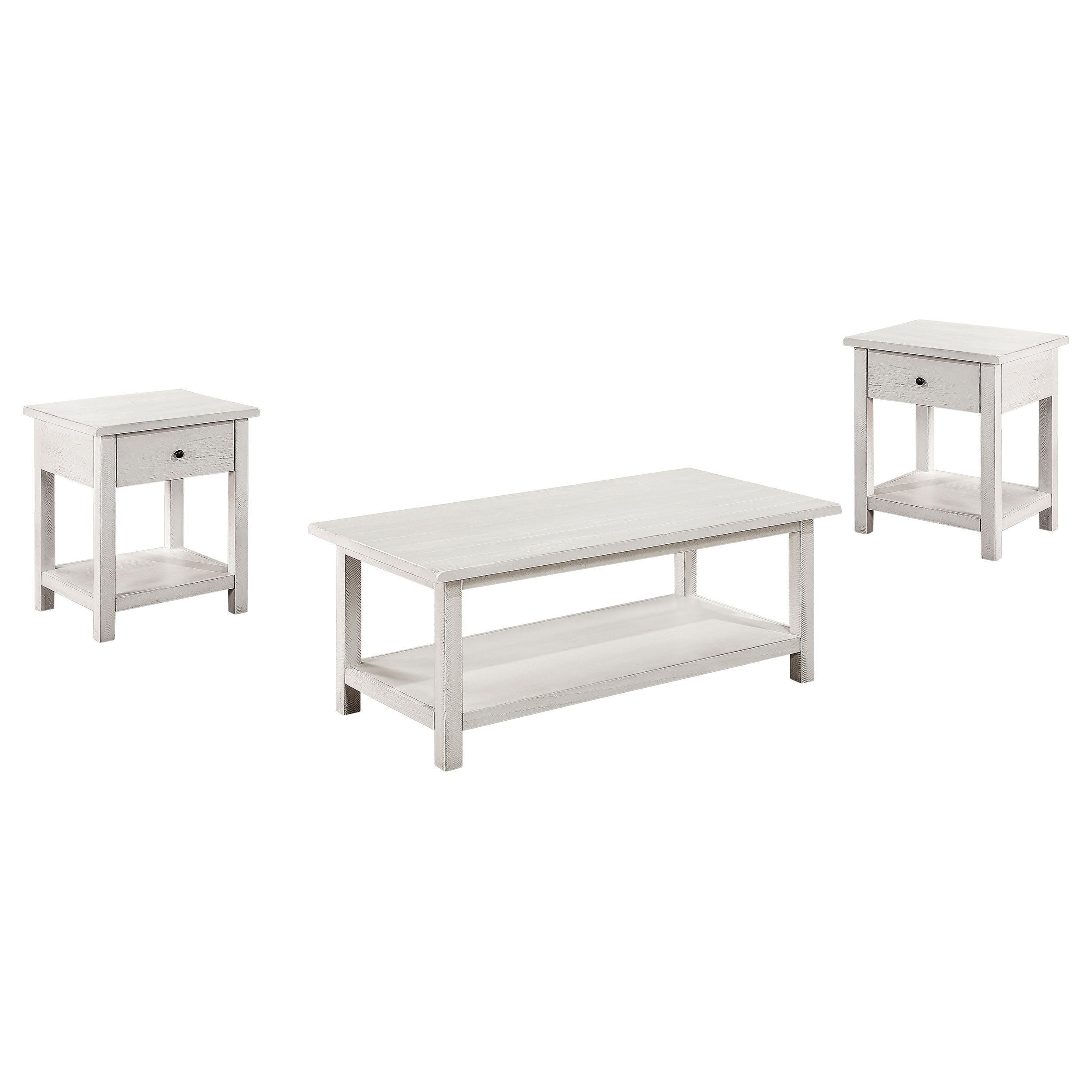 Payne 3-piece Coffee and 1-drawer End Table Set White — view 2