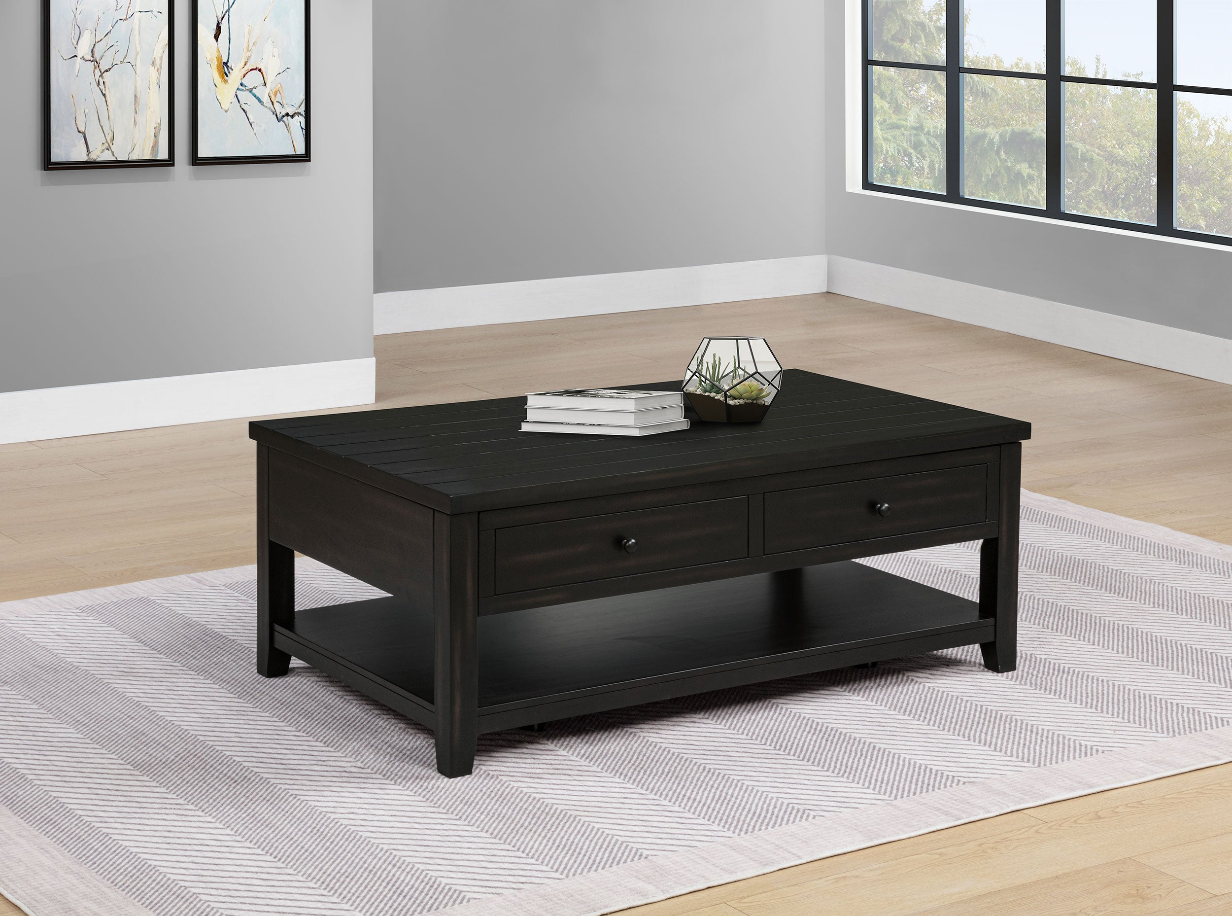 Payne 48-inch Mobile Lift Top Coffee Table Distressed Java — view 2