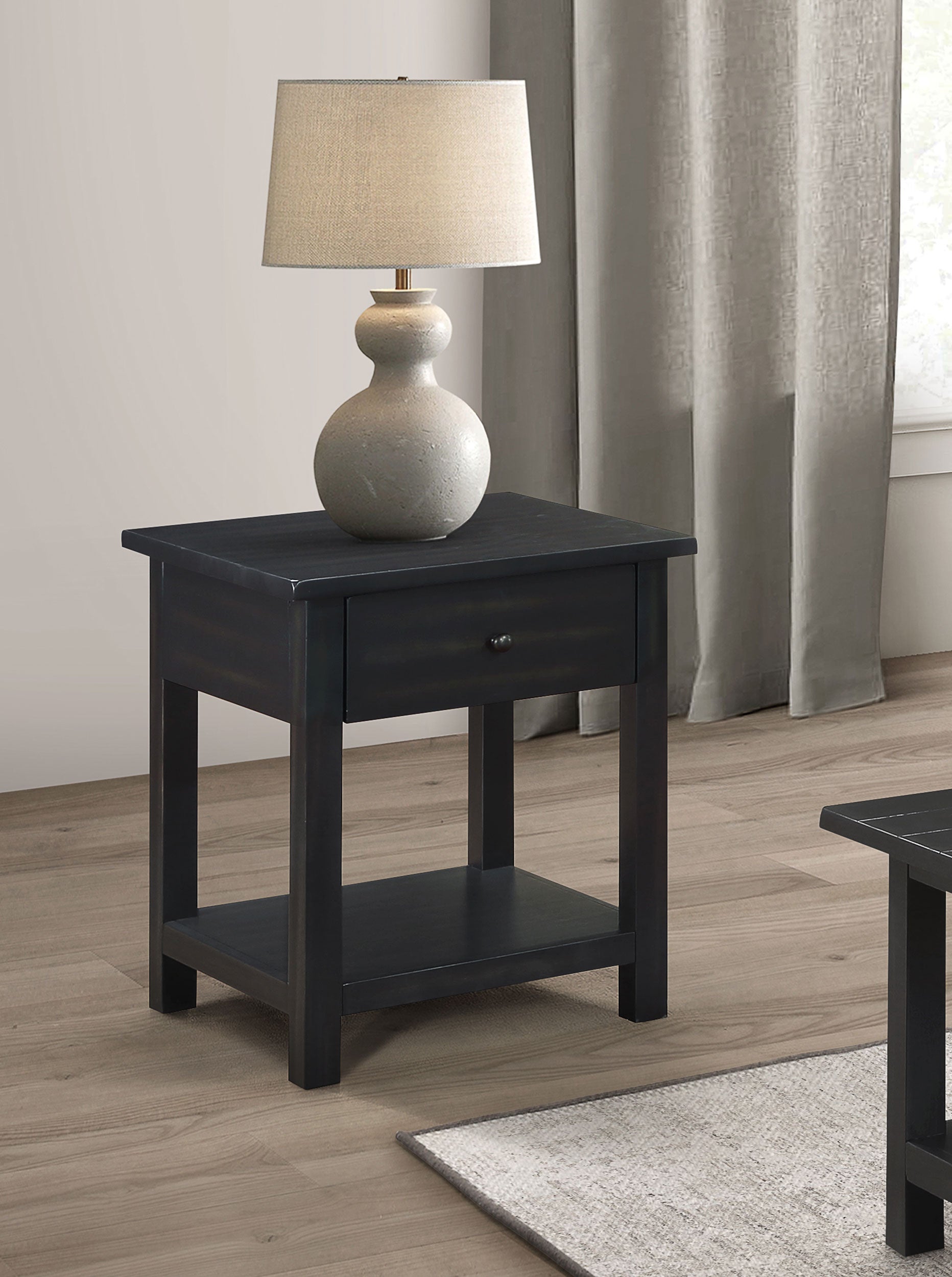 Payne 1-drawer Wood End Table with Shelf Distressed Java — view 2
