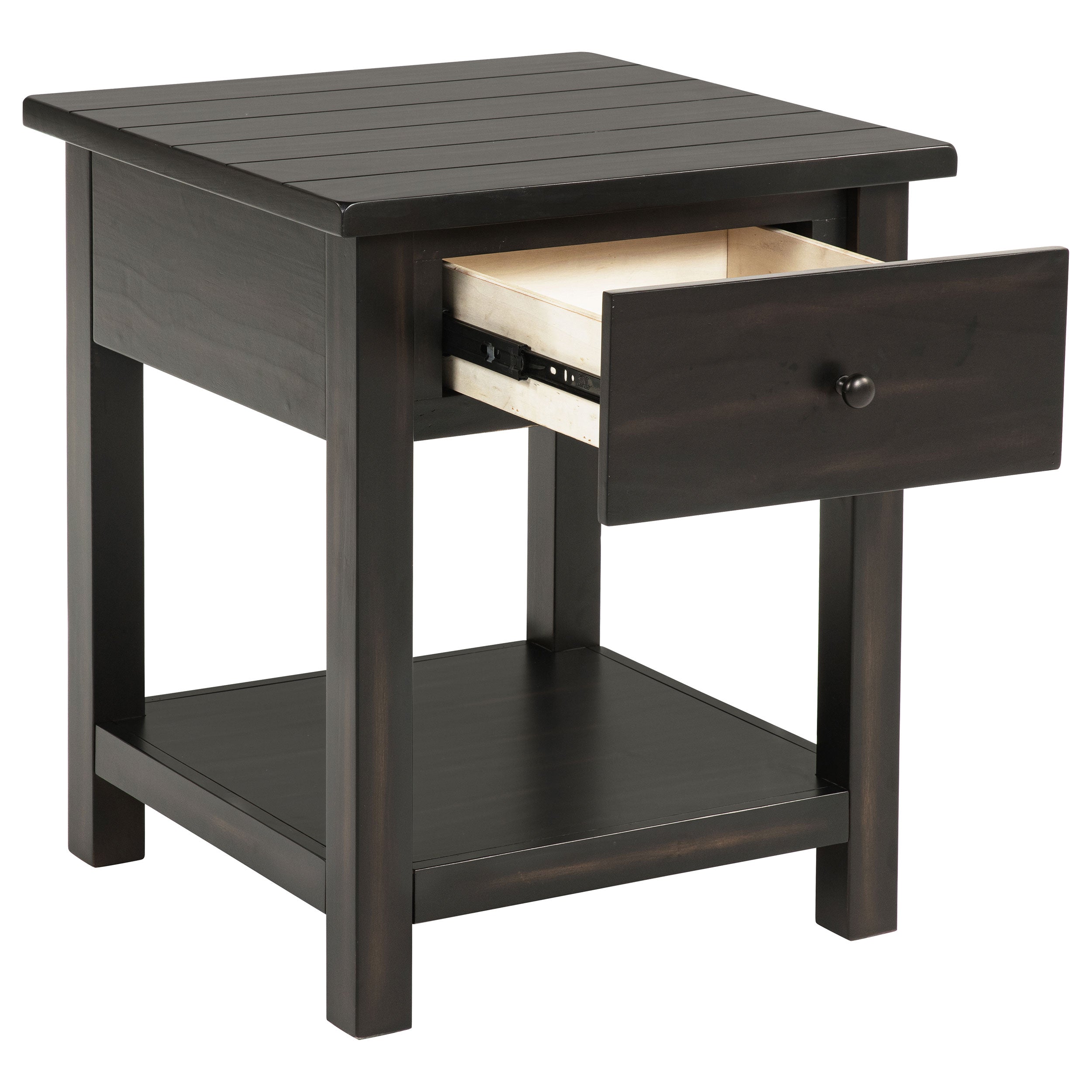 Payne 1-drawer Wood End Table with Shelf Distressed Java — view 3