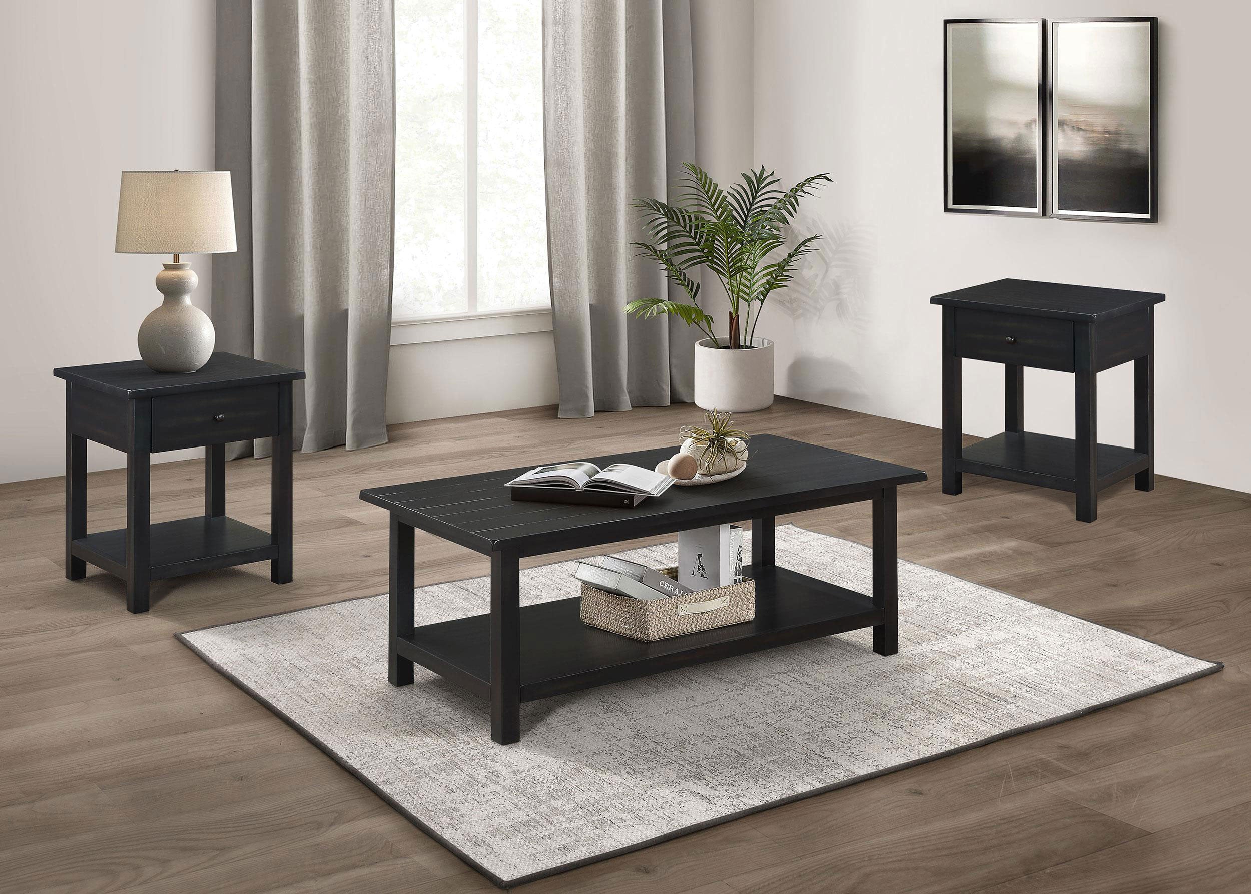 Payne 3-piece Coffee and 1-drawer End Table Set Java — view 1
