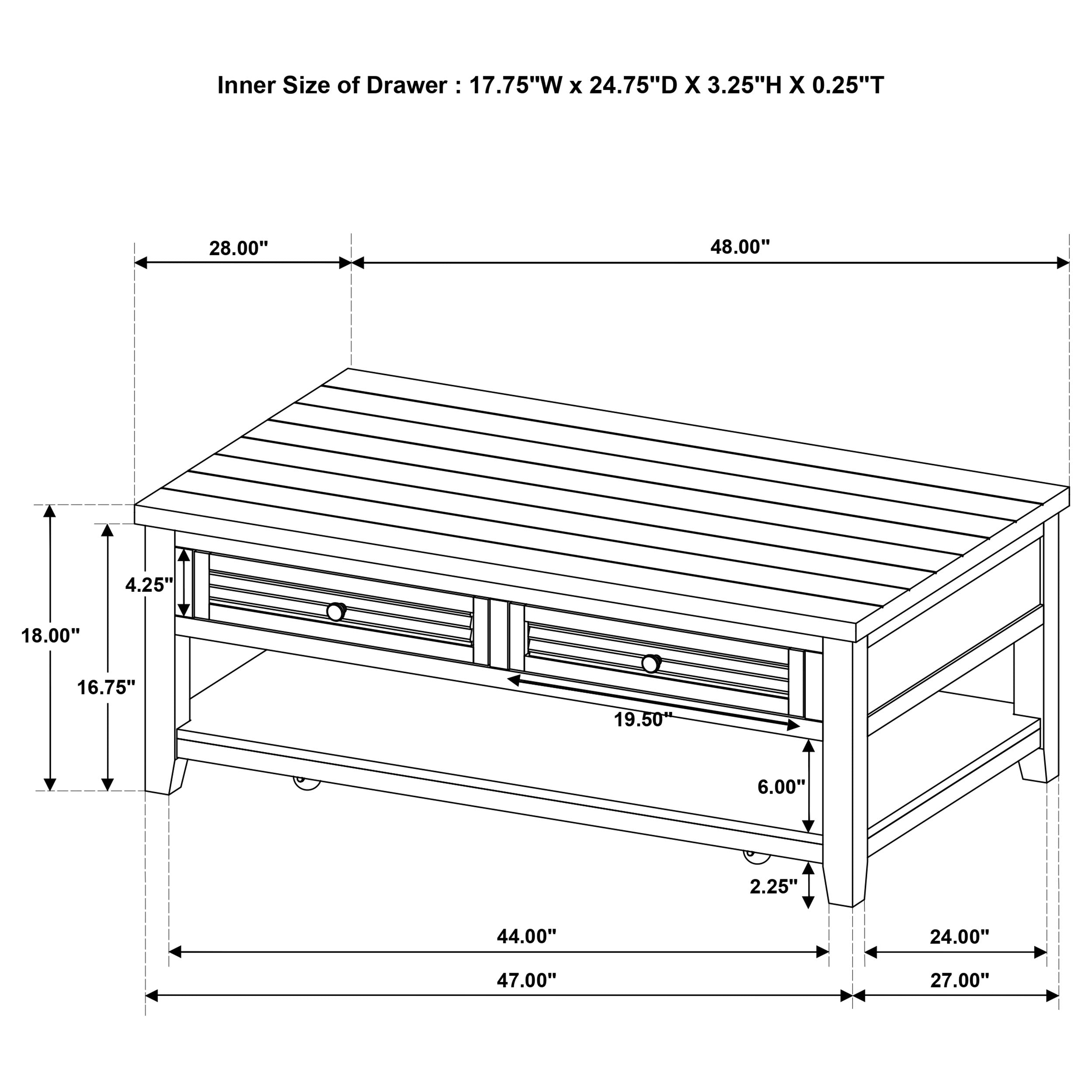 Concord 2-drawer Rectangular Coffee Table Distressed Java — view 9