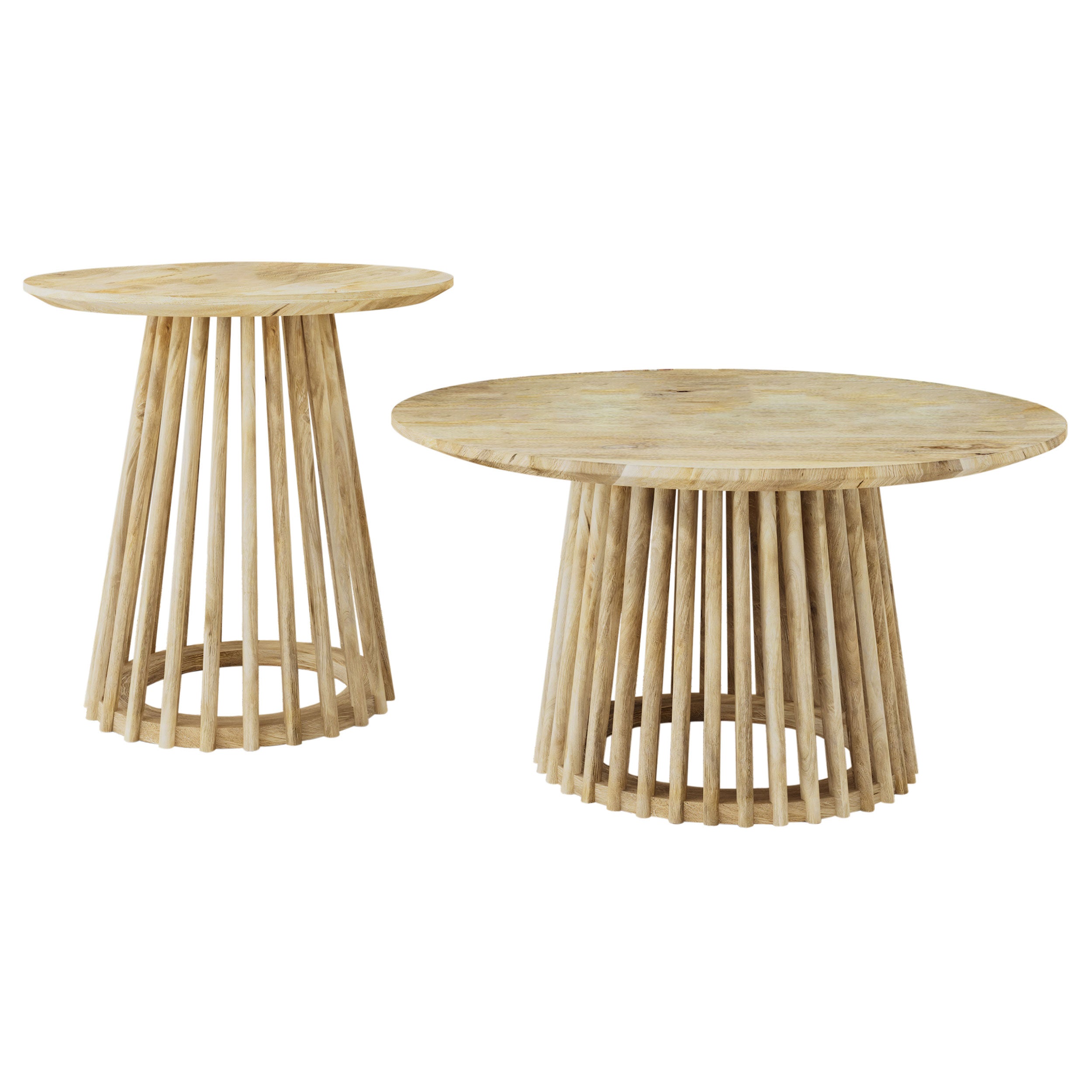 Touhy 2-piece Round Coffee and End Table Set Natural Mango — view 2