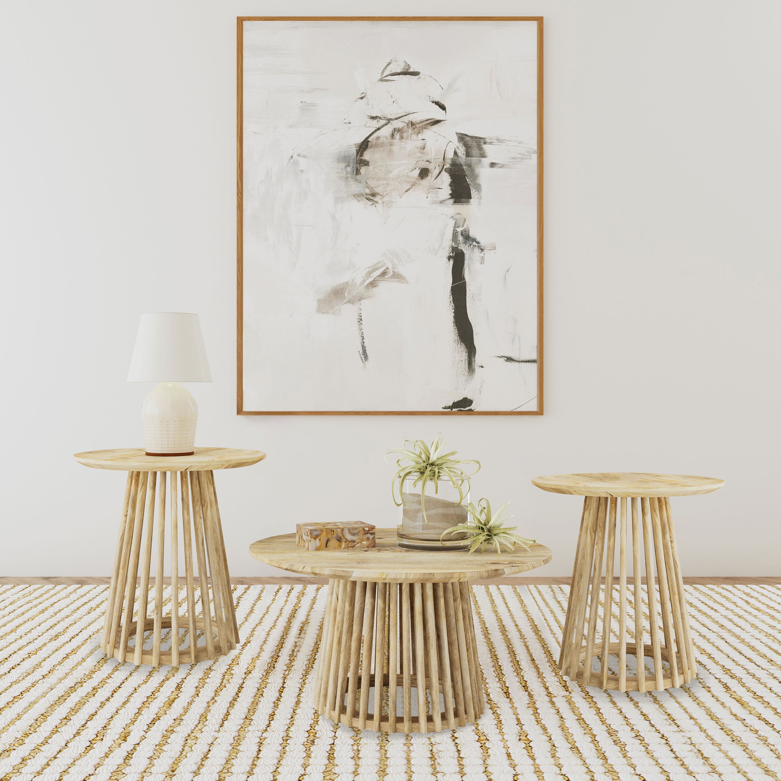 Touhy 3-piece Round Coffee and End Table Set Natural Mango — view 1