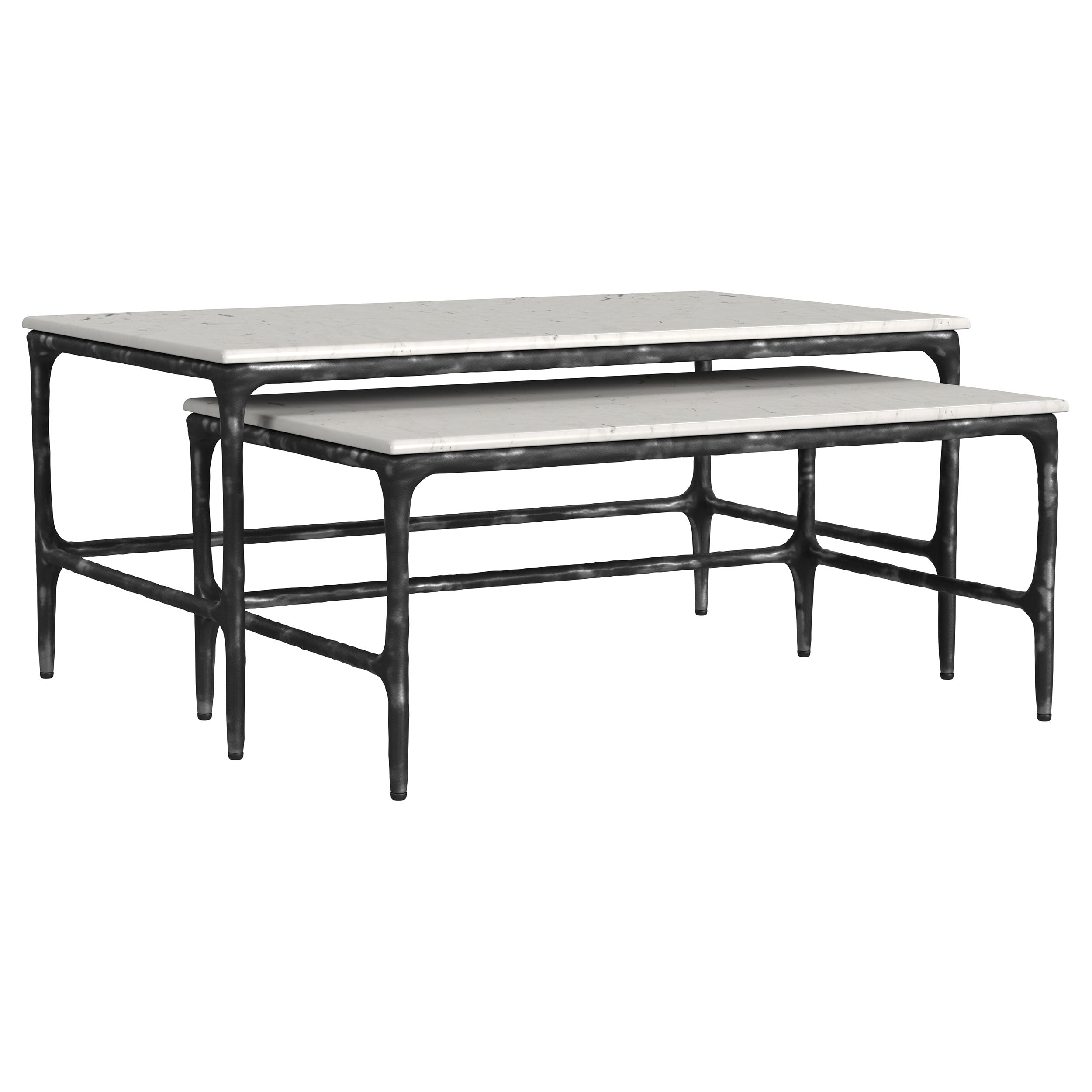 Ebby 2-piece Genuine Marble Top Nesting Coffee Tables White — view 1