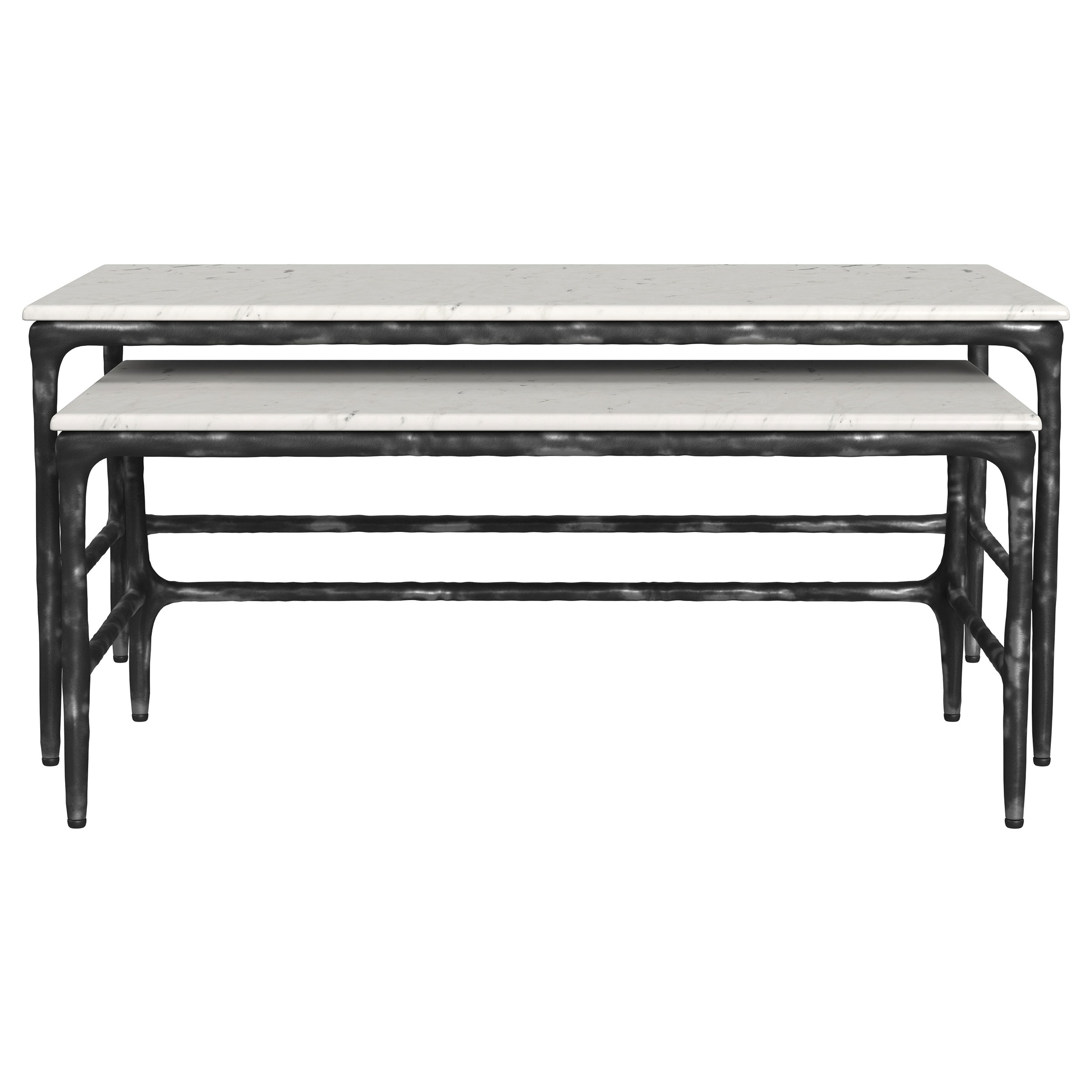 Ebby 2-piece Genuine Marble Top Nesting Coffee Tables White — view 3
