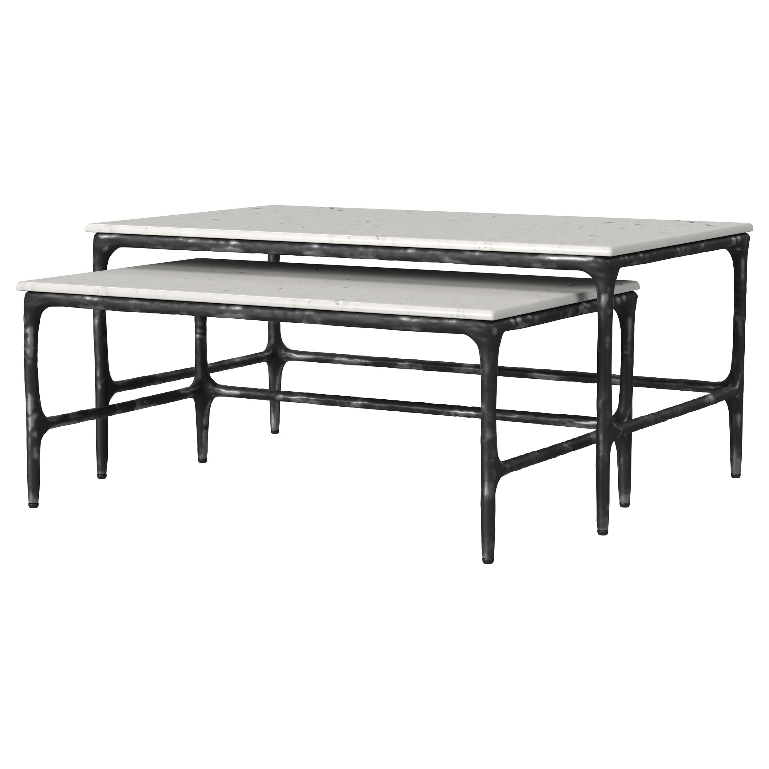 Ebby 2-piece Genuine Marble Top Nesting Coffee Tables White — view 4