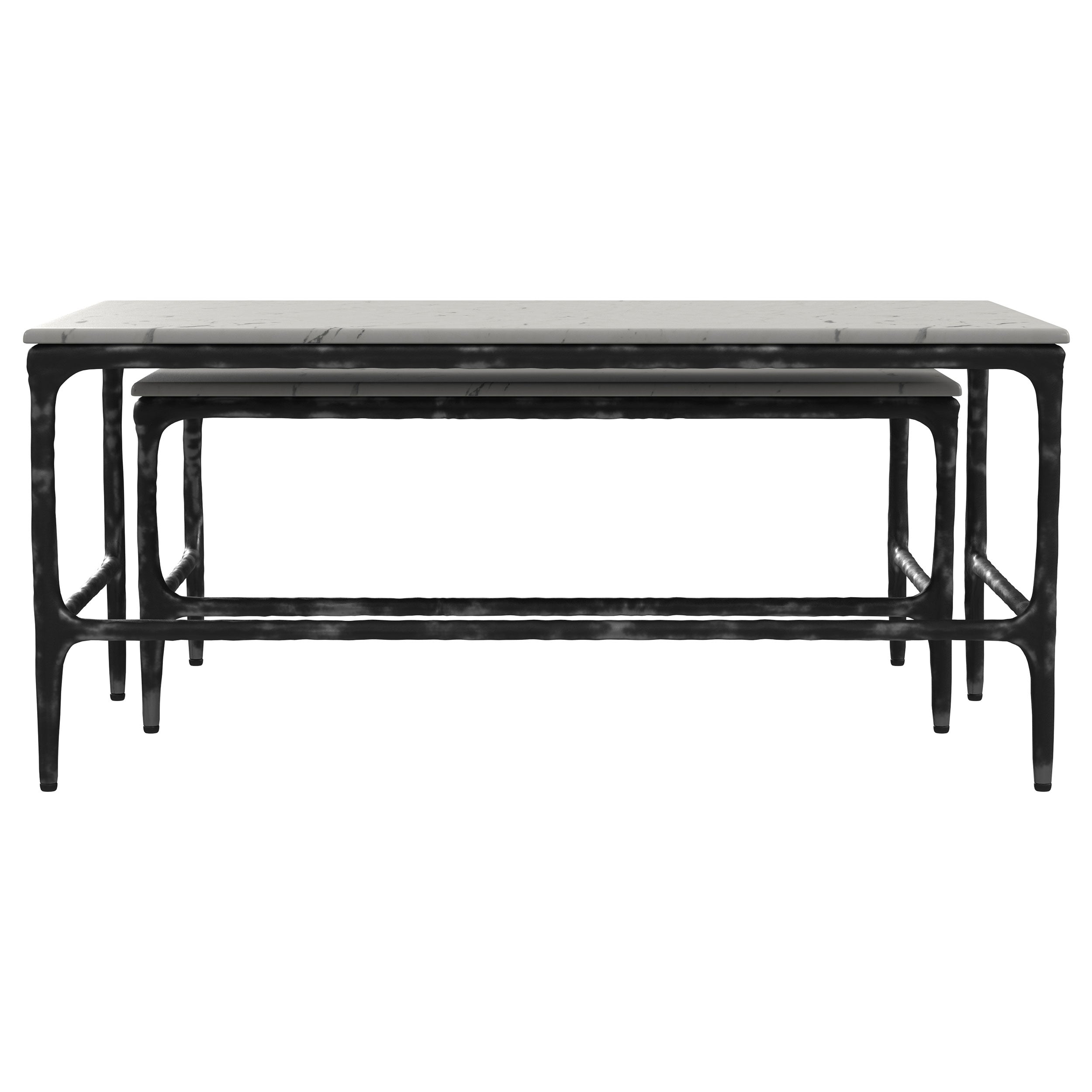 Ebby 2-piece Genuine Marble Top Nesting Coffee Tables White — view 7