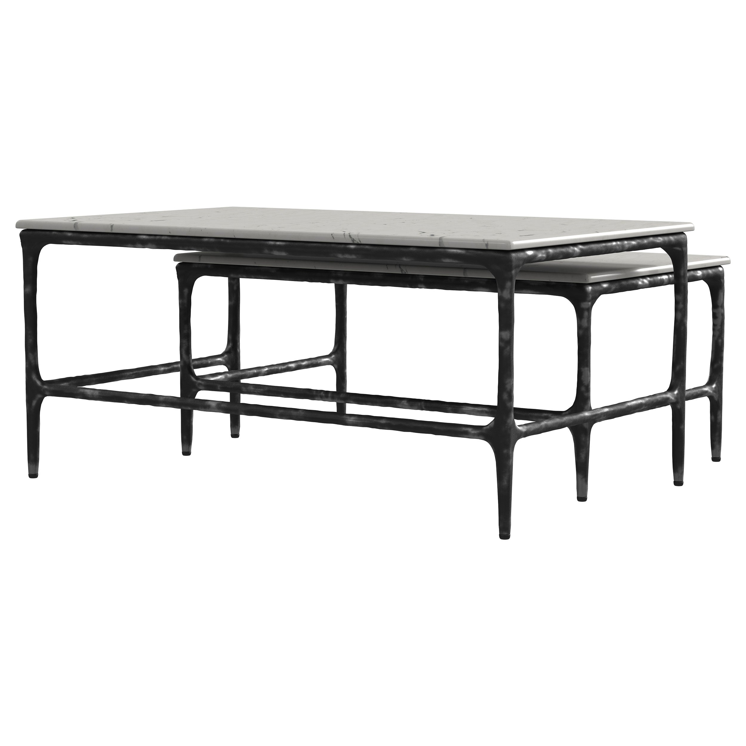 Ebby 2-piece Genuine Marble Top Nesting Coffee Tables White — view 8
