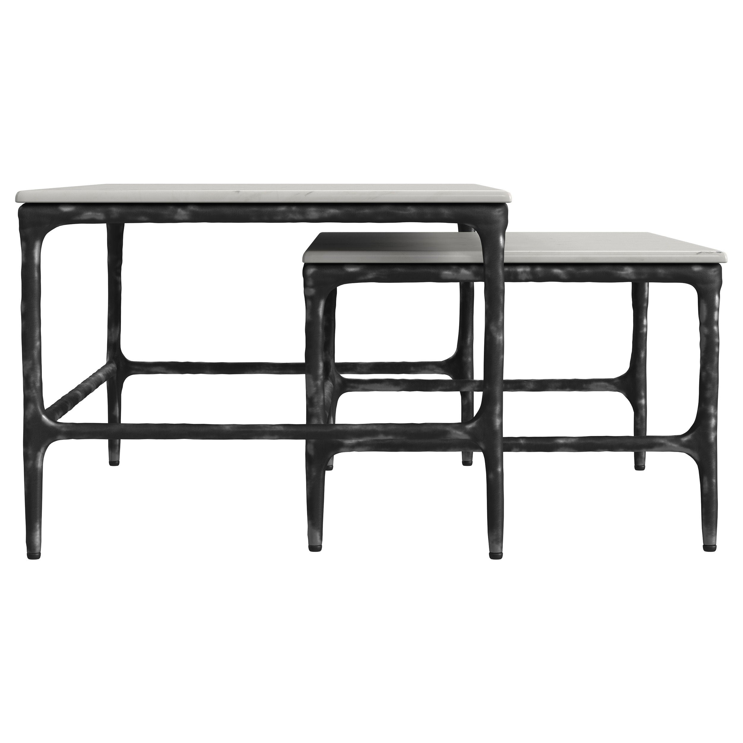 Ebby 2-piece Genuine Marble Top Nesting Coffee Tables White — view 9