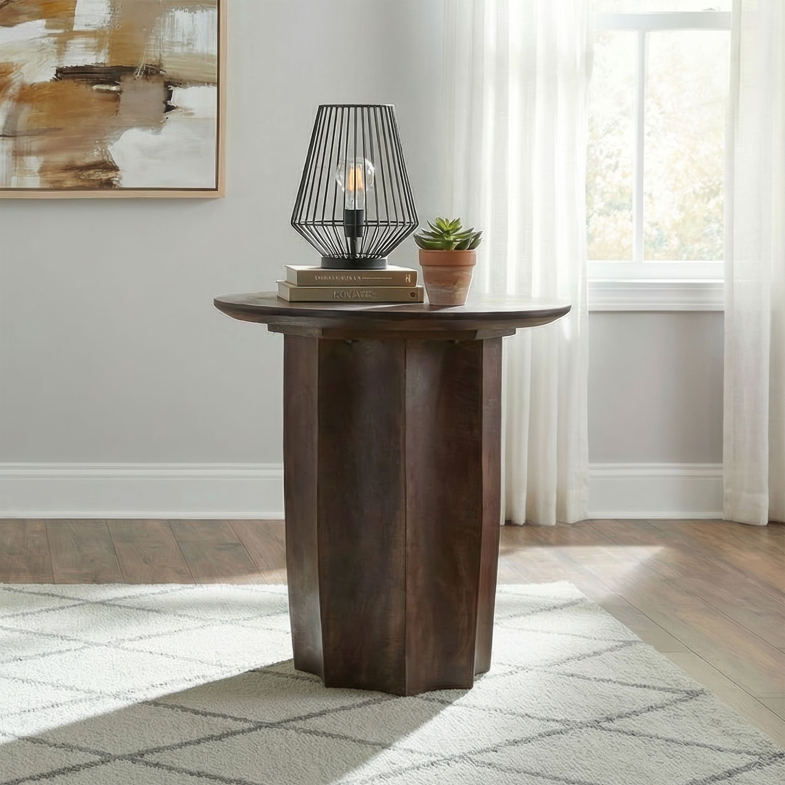 Cayenne Solid Mango Wood Accent Side End Table Walnut — view 2