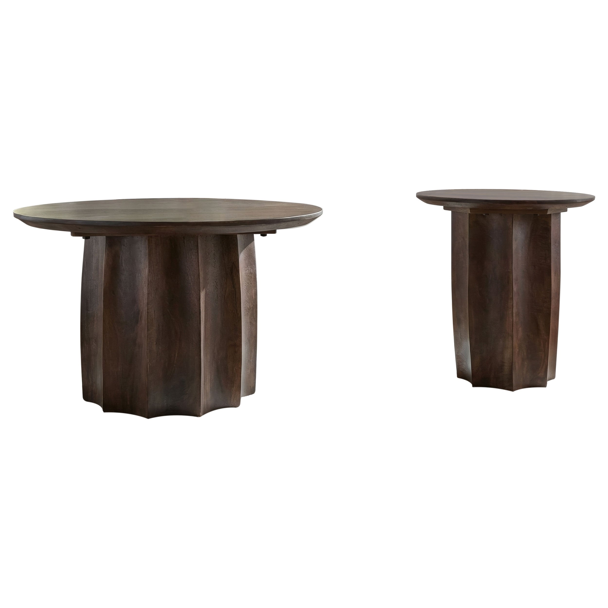 Cayenne 2-piece Solid Mango Wood Coffee Table Set Walnut — view 2