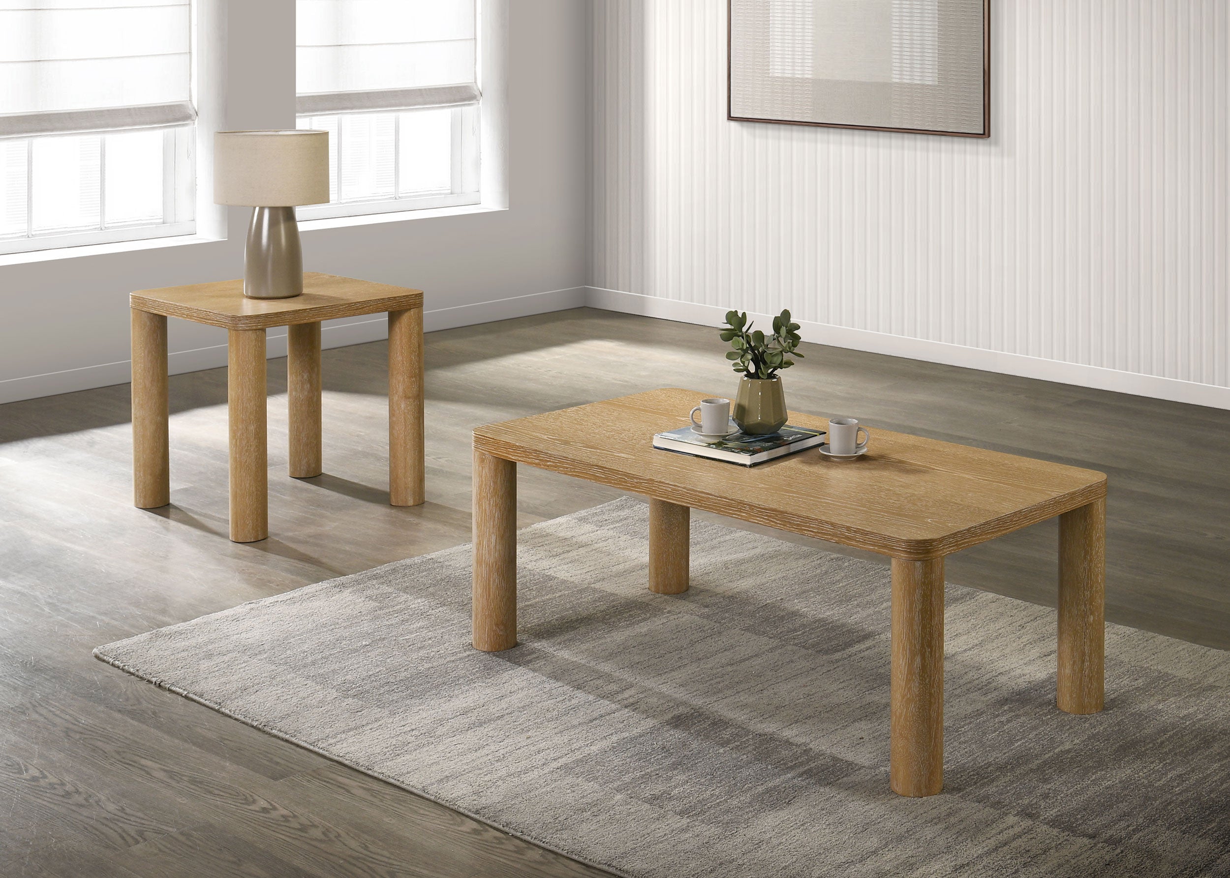 Castlewood Engineered Wood Accent Side End Table Light Oak — view 9
