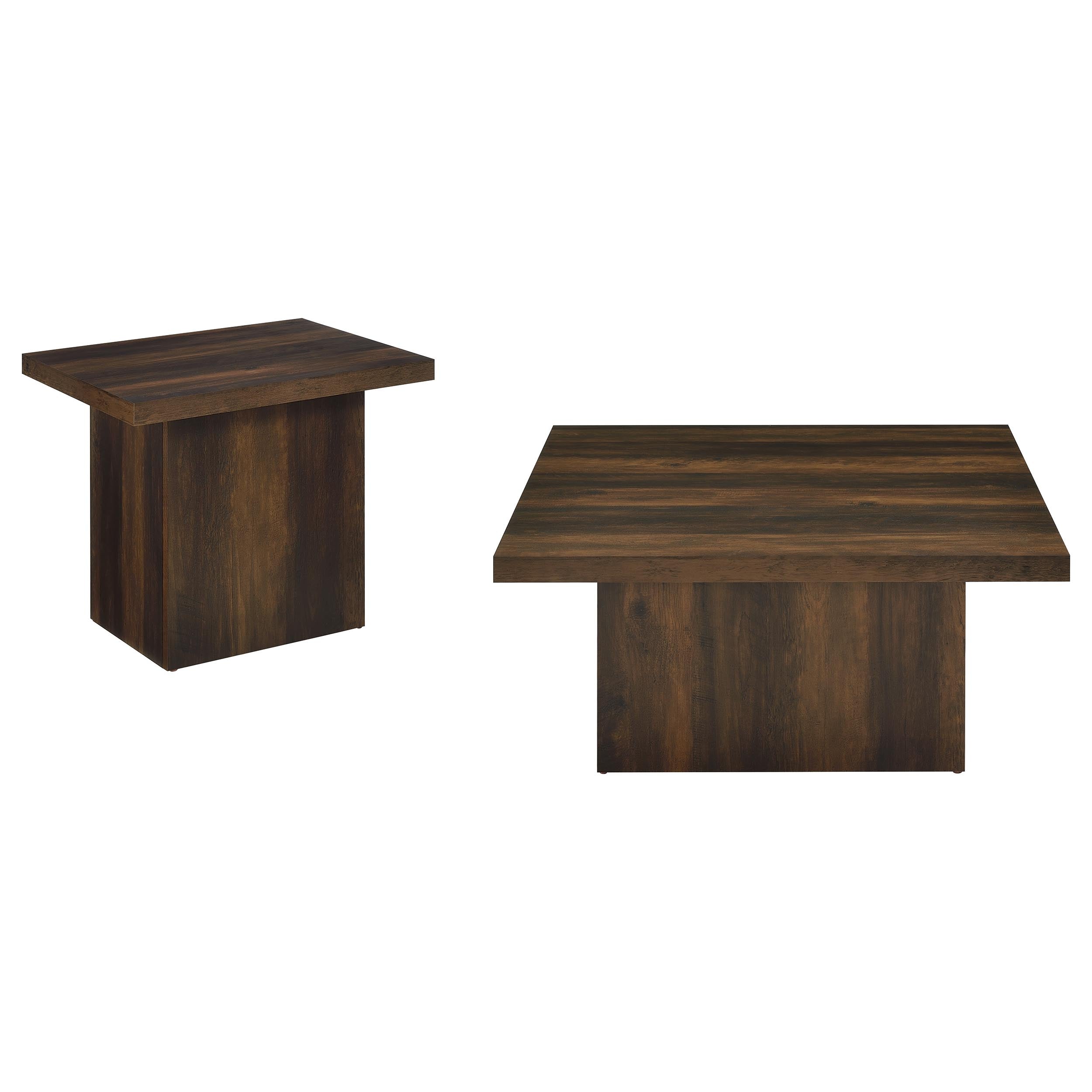 Devar 2-piece Square Coffee and End Table Set Dark Pine — view 2