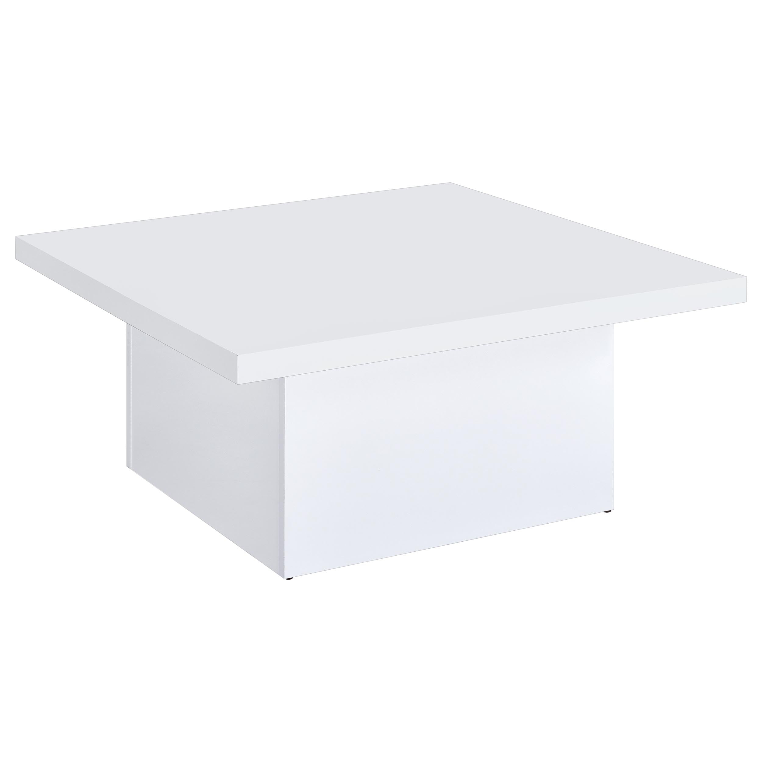 Devar Square Engineered Wood Coffee Table White High Gloss — view 1