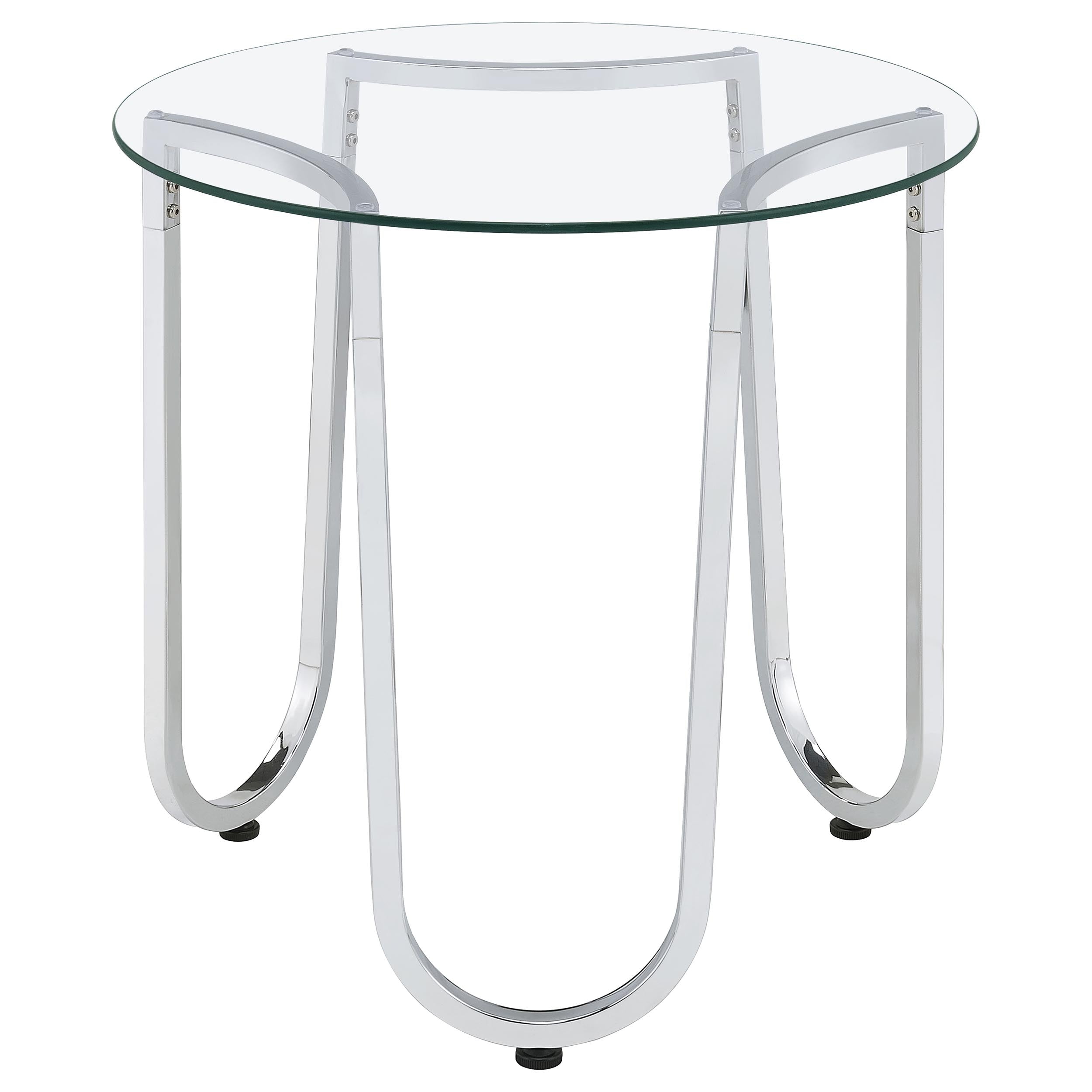 Beller 2-piece Round Tempered Glass Top Coffee Table Set Chrome — view 6