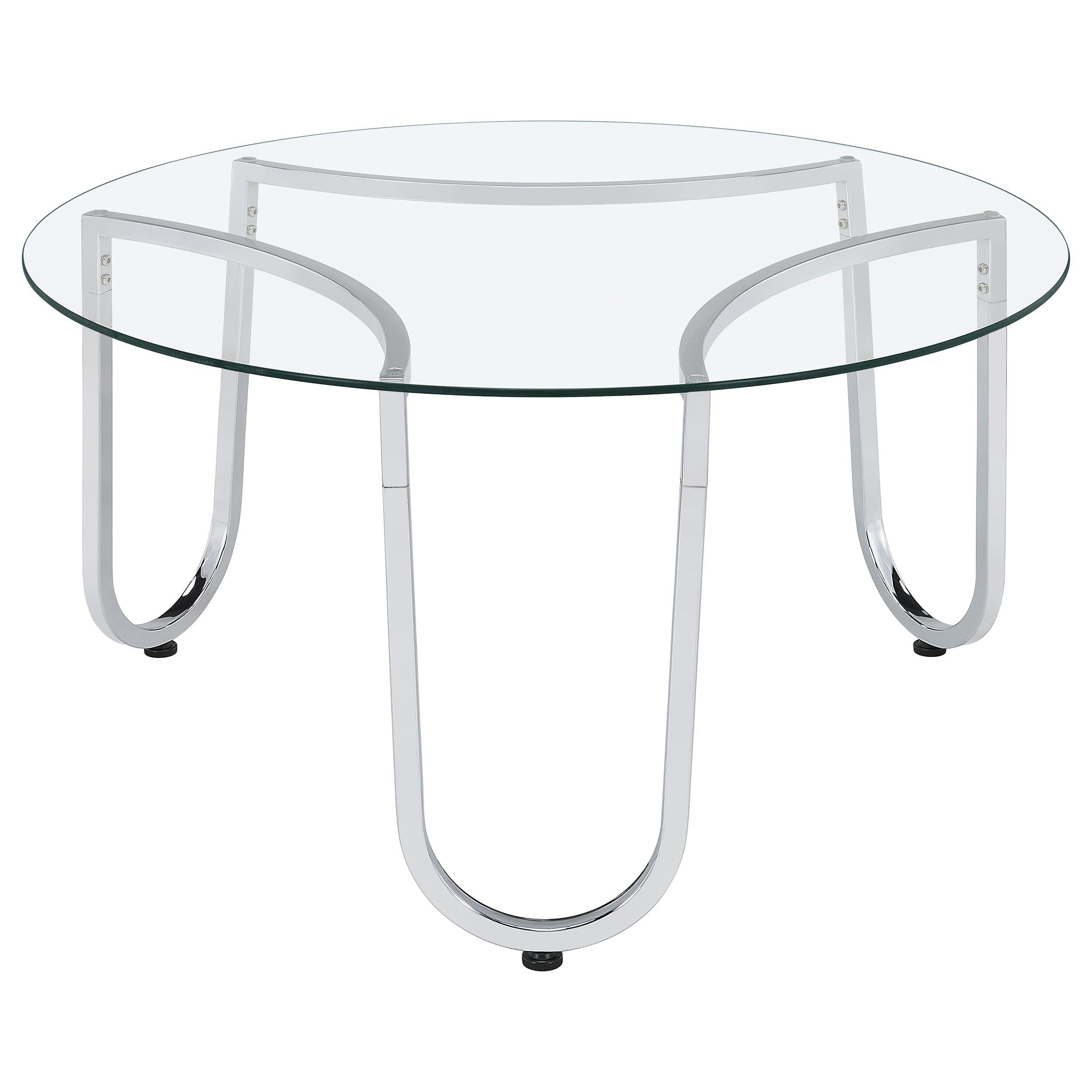 Beller Round Tempered Glass Top Cocktail Coffee Table Chrome — view 5