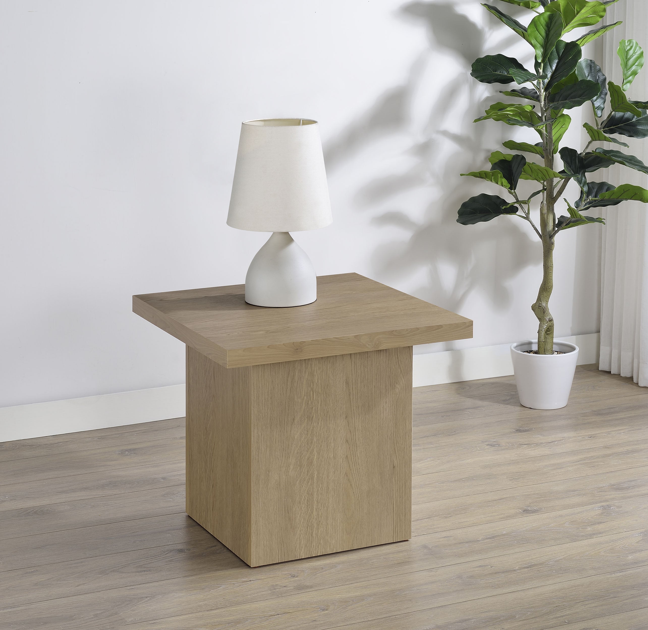 Devar Square Engineered Wood Side End Table Latte — view 2