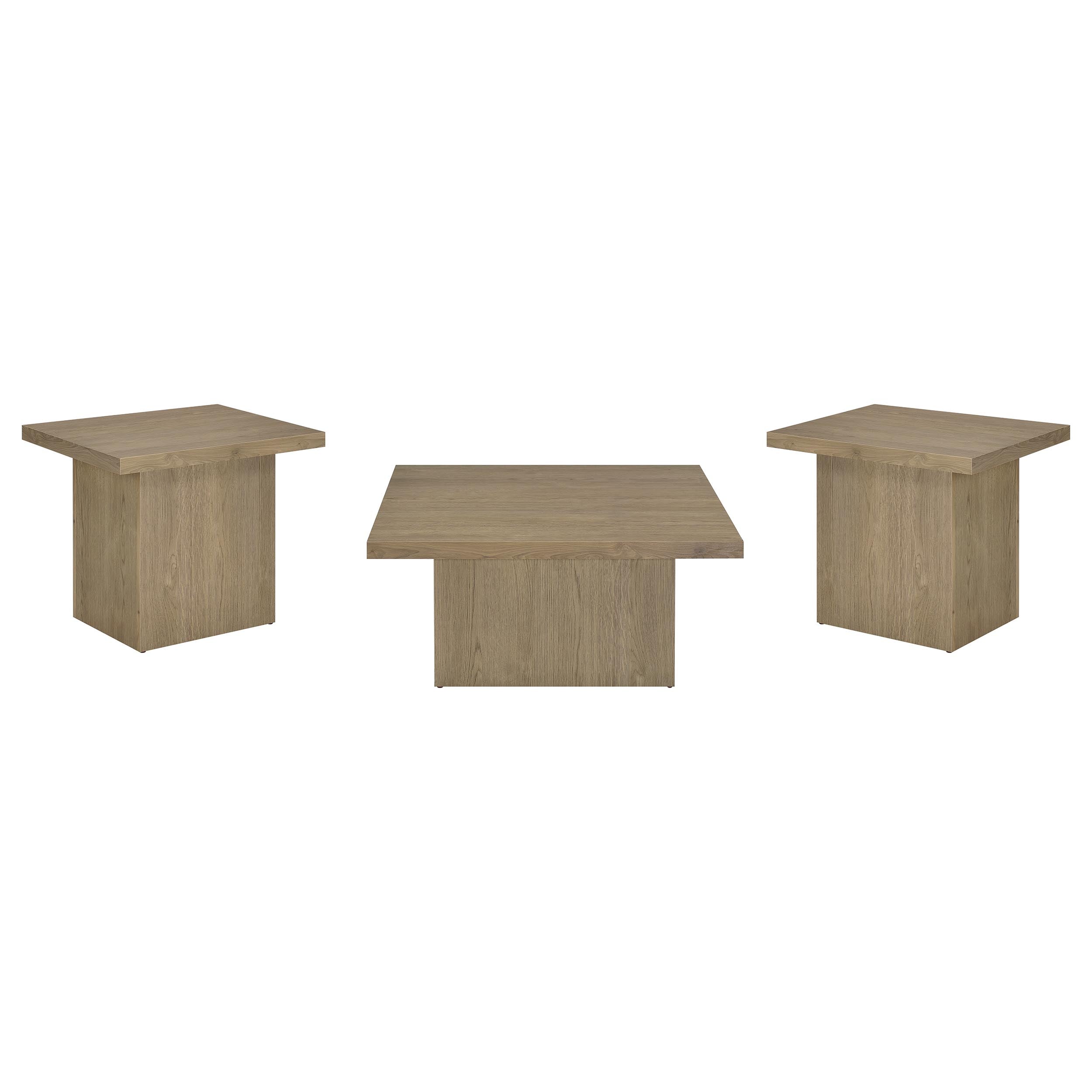 Devar 3-piece Square Cocktail Coffee End Table Set Latte — view 2