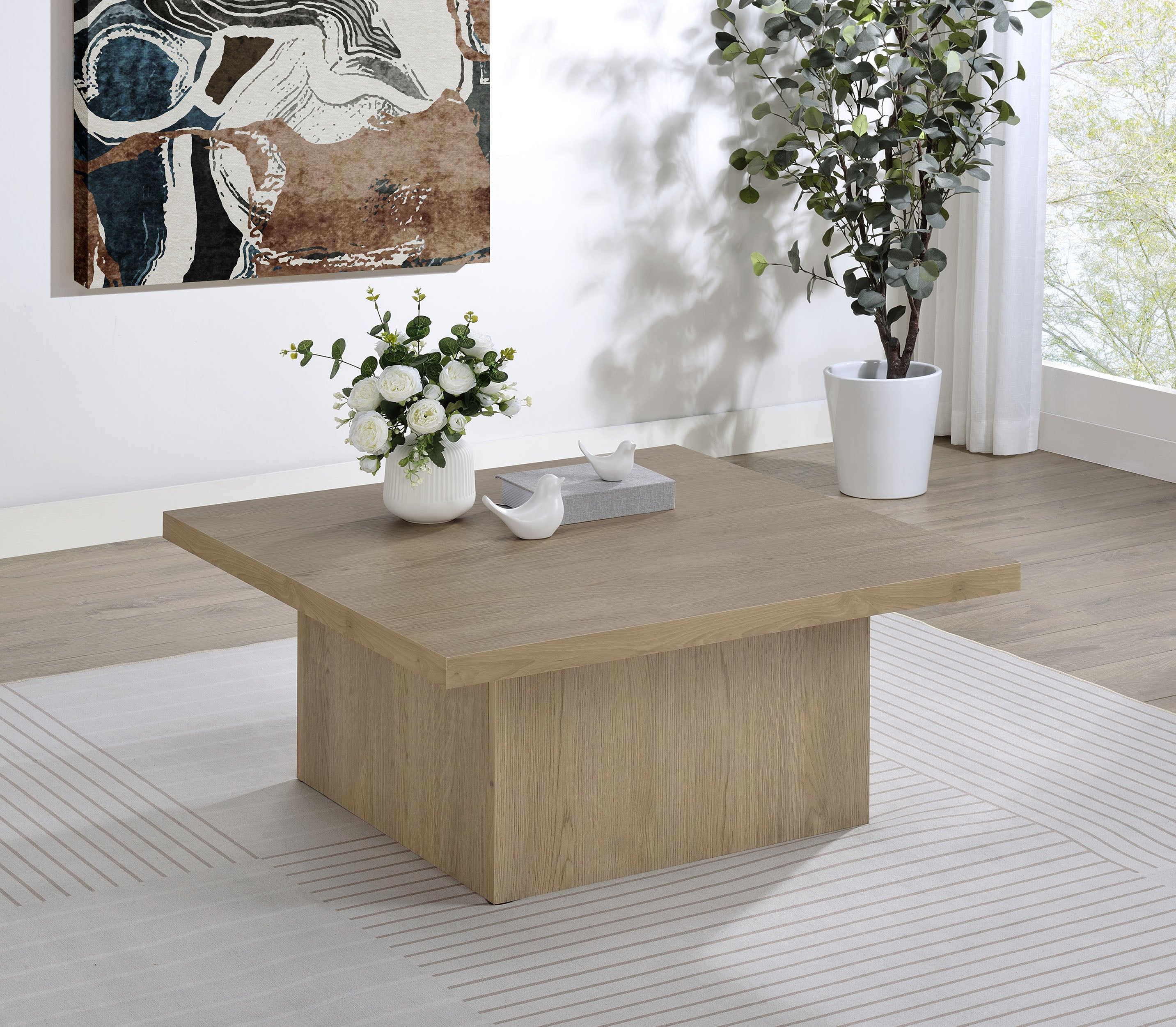 Devar Square Engineered Wood Cocktail Coffee Table Latte — view 2