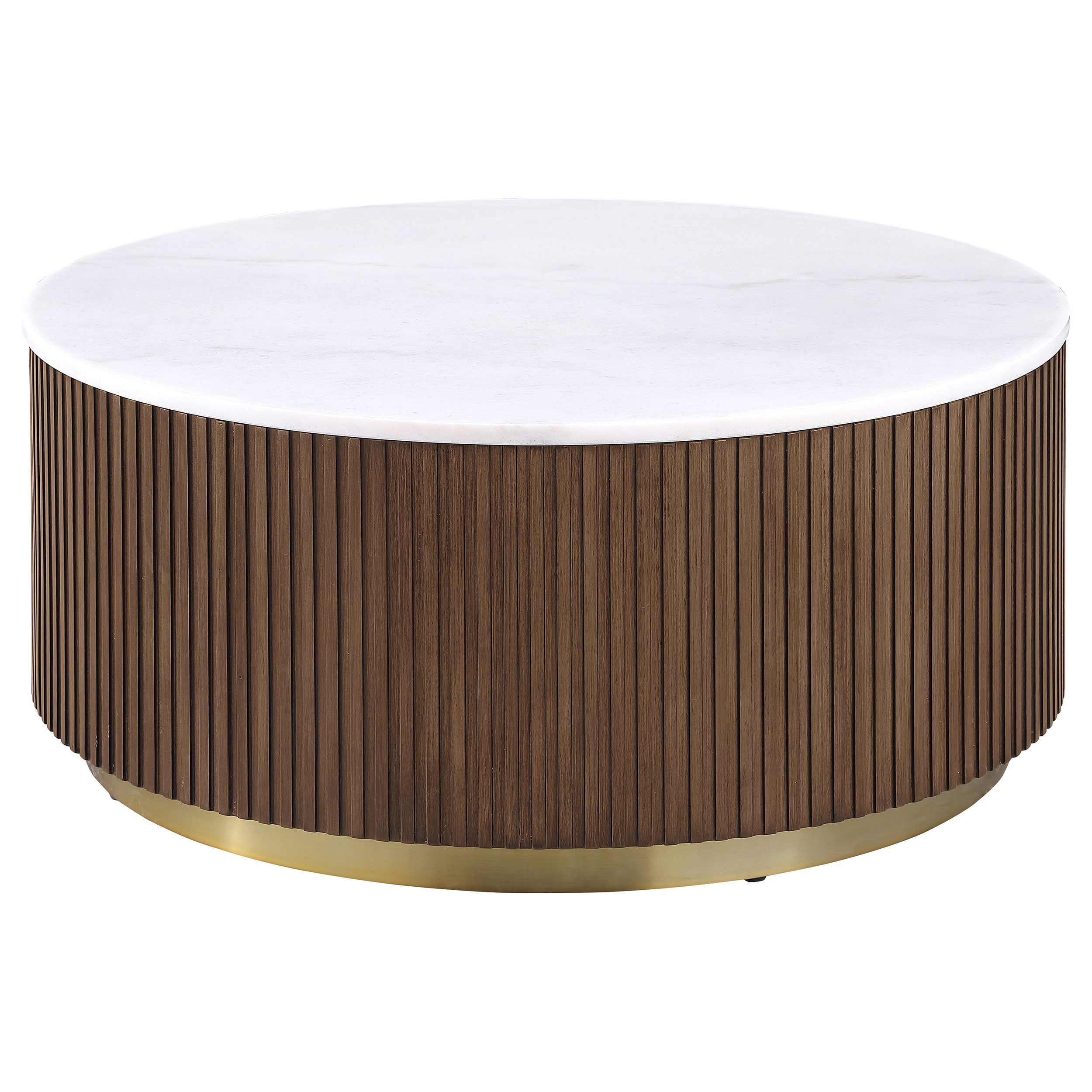 Jason 3-piece Round White Marble Coffee Table Set Honey Brown — view 5