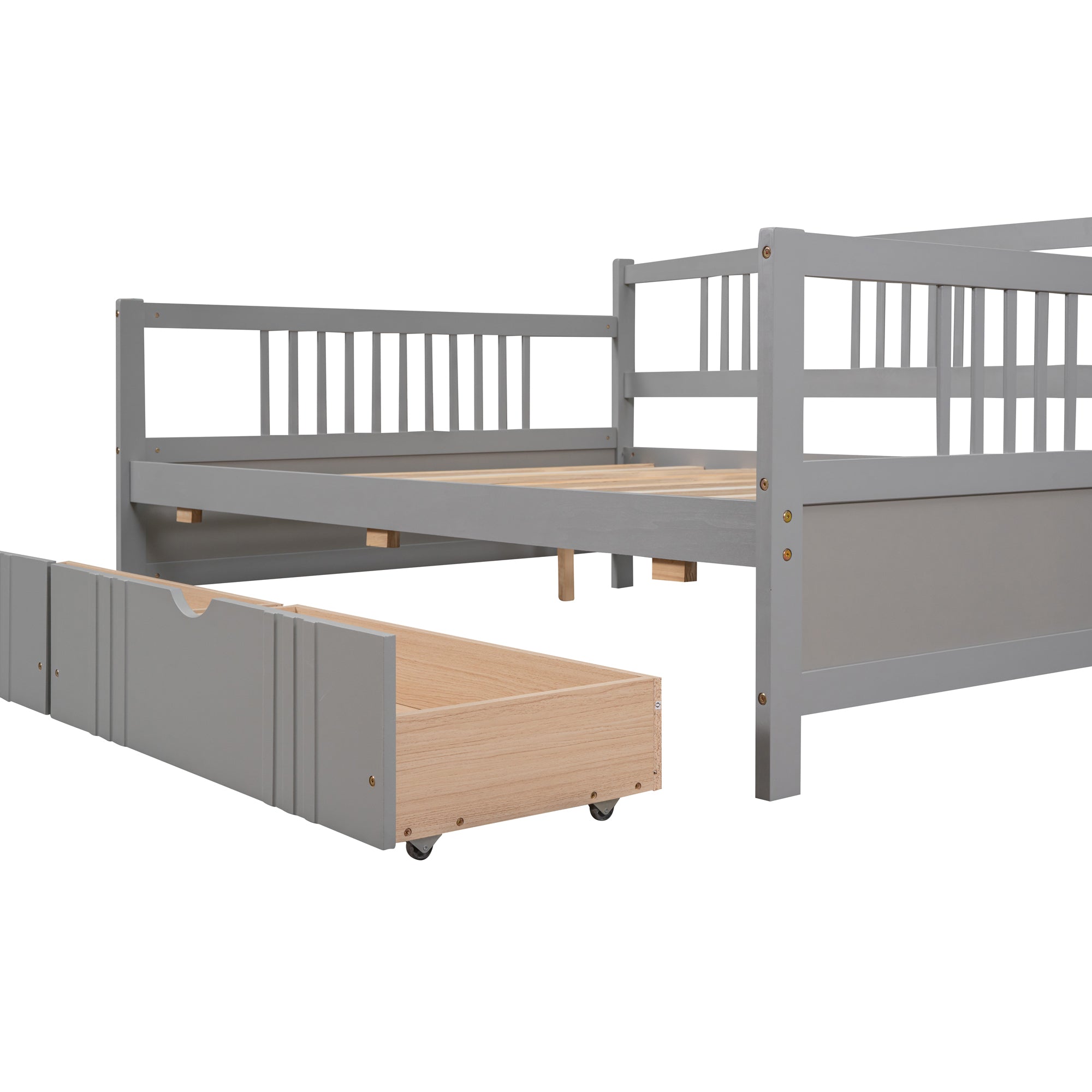 Full Size Daybed Wood Bed with Two Drawers,Gray(OLD SKU:LP000058AAE) - Atlantic Fine Furniture Melbourne FL