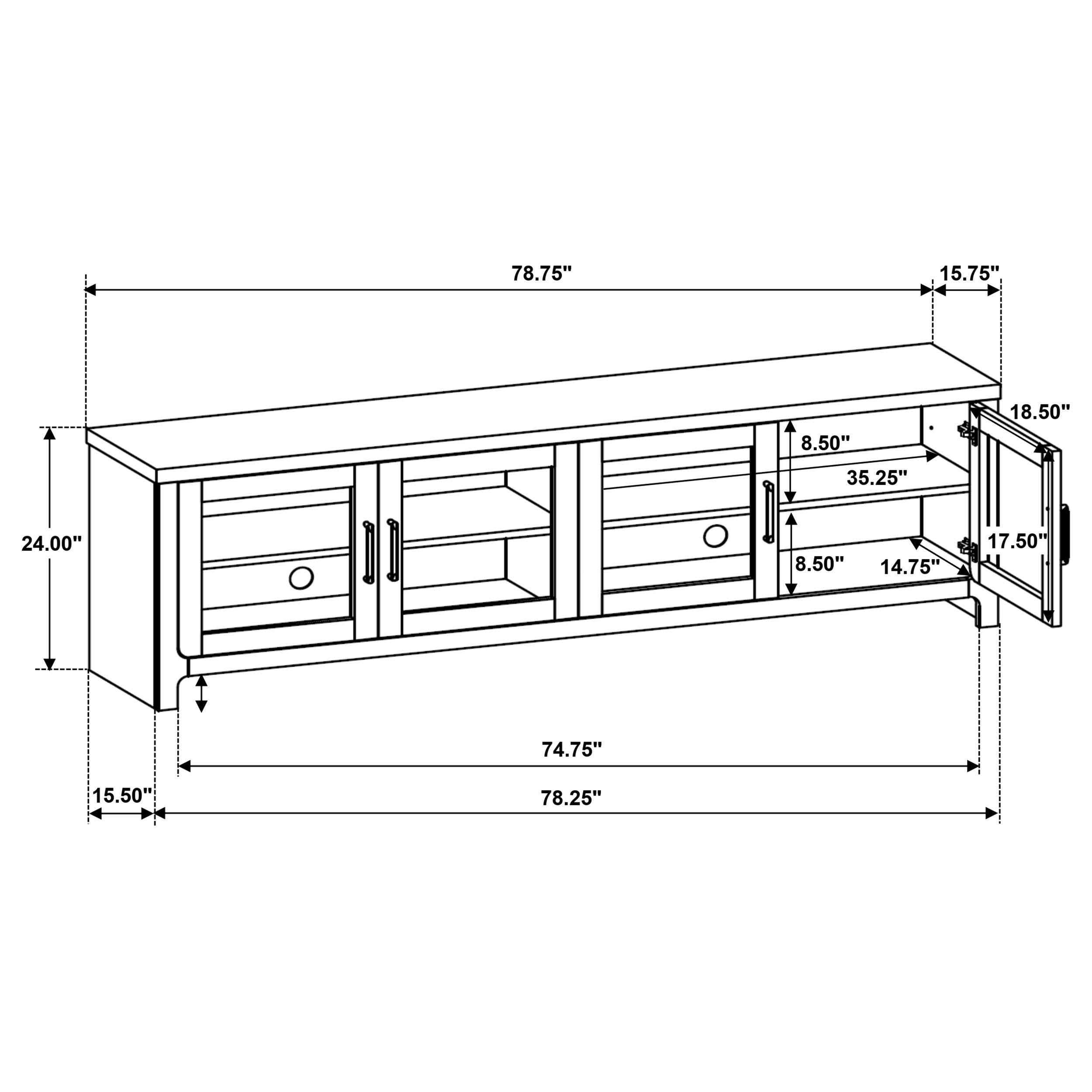 Brenham 79-inch 4-door TV Stand Media Console Washed Oak — view 12