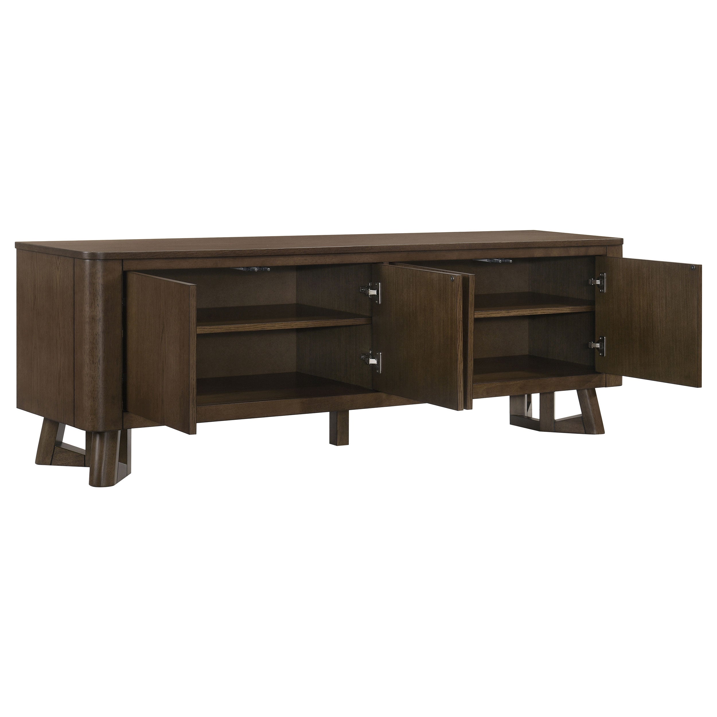 Trotter 71-inch 4-Door Wood TV Stand Media Console Brown — view 3