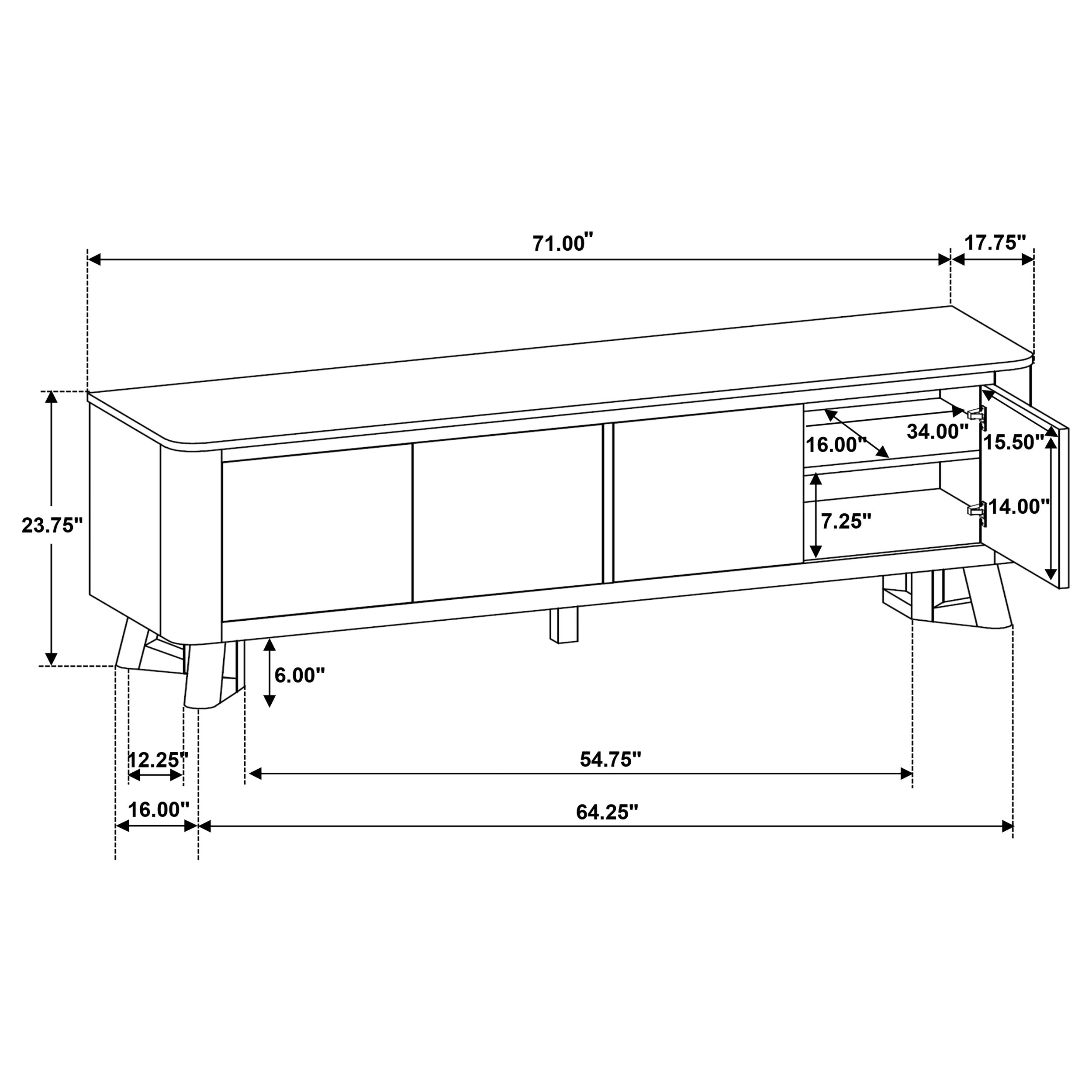 Trotter 71-inch 4-Door Wood TV Stand Media Console Brown — view 14
