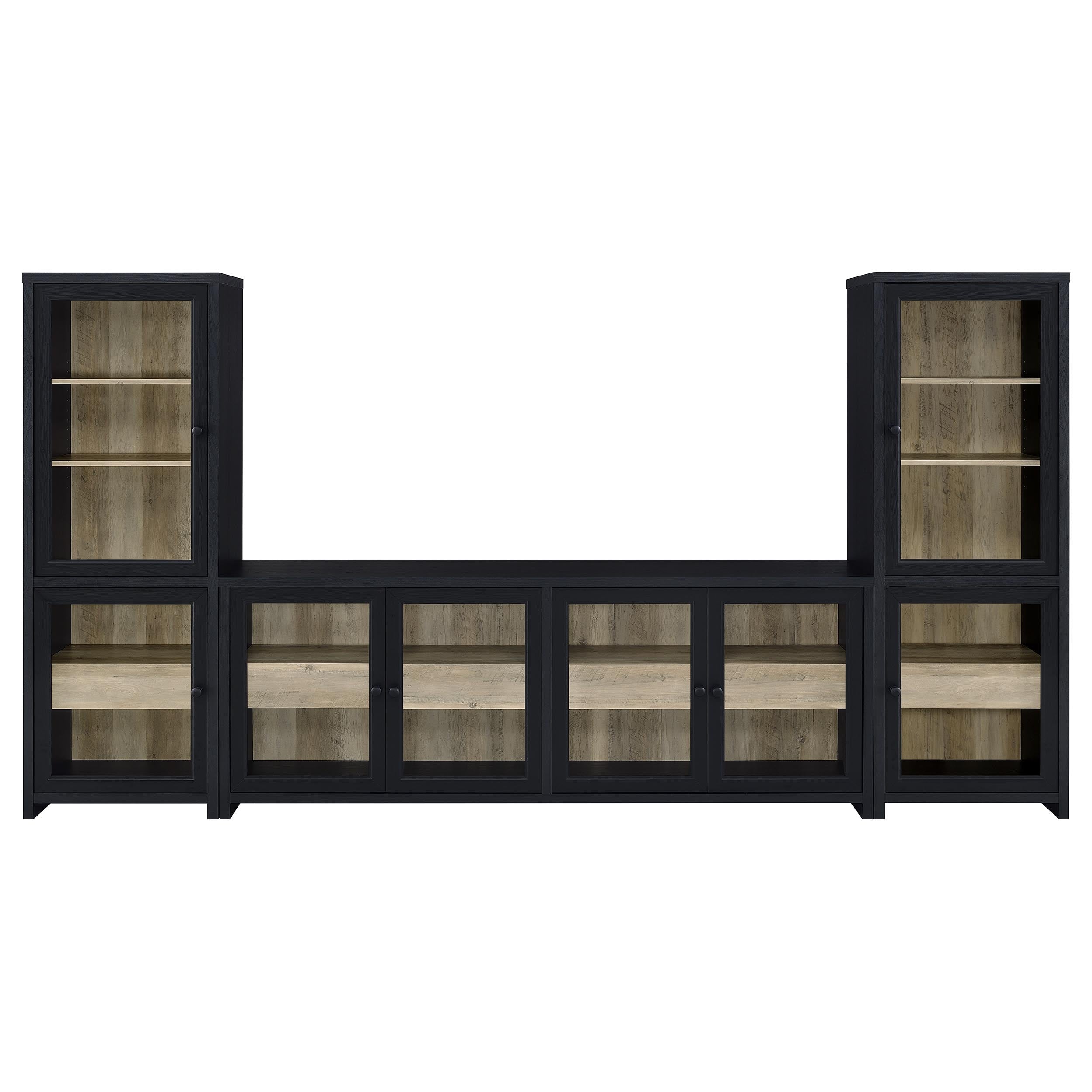 Denison 3-piece Entertainment Center 79-inch TV Stand Black — view 2