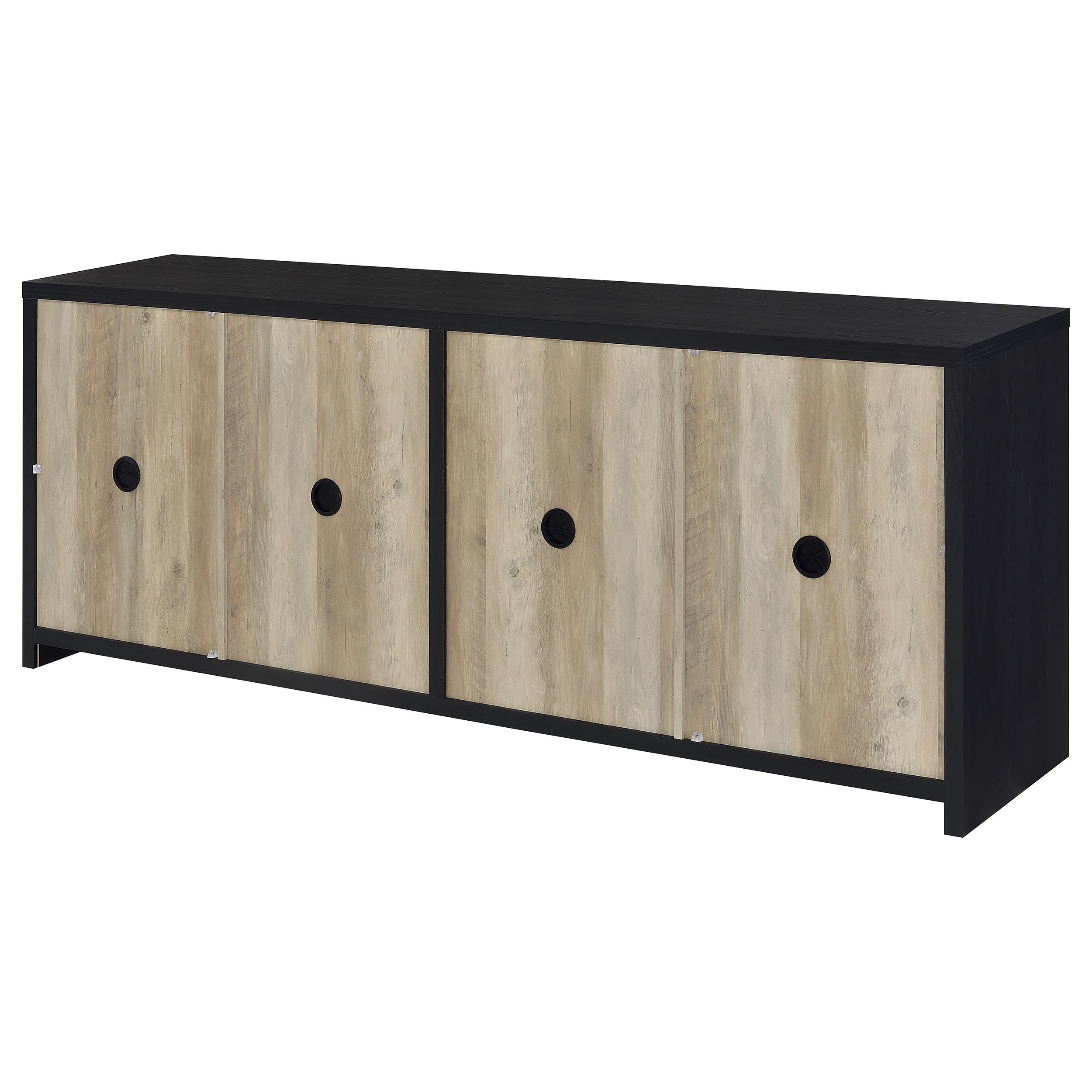 Denison 79-inch 4-door TV Stand Media Console Black — view 8