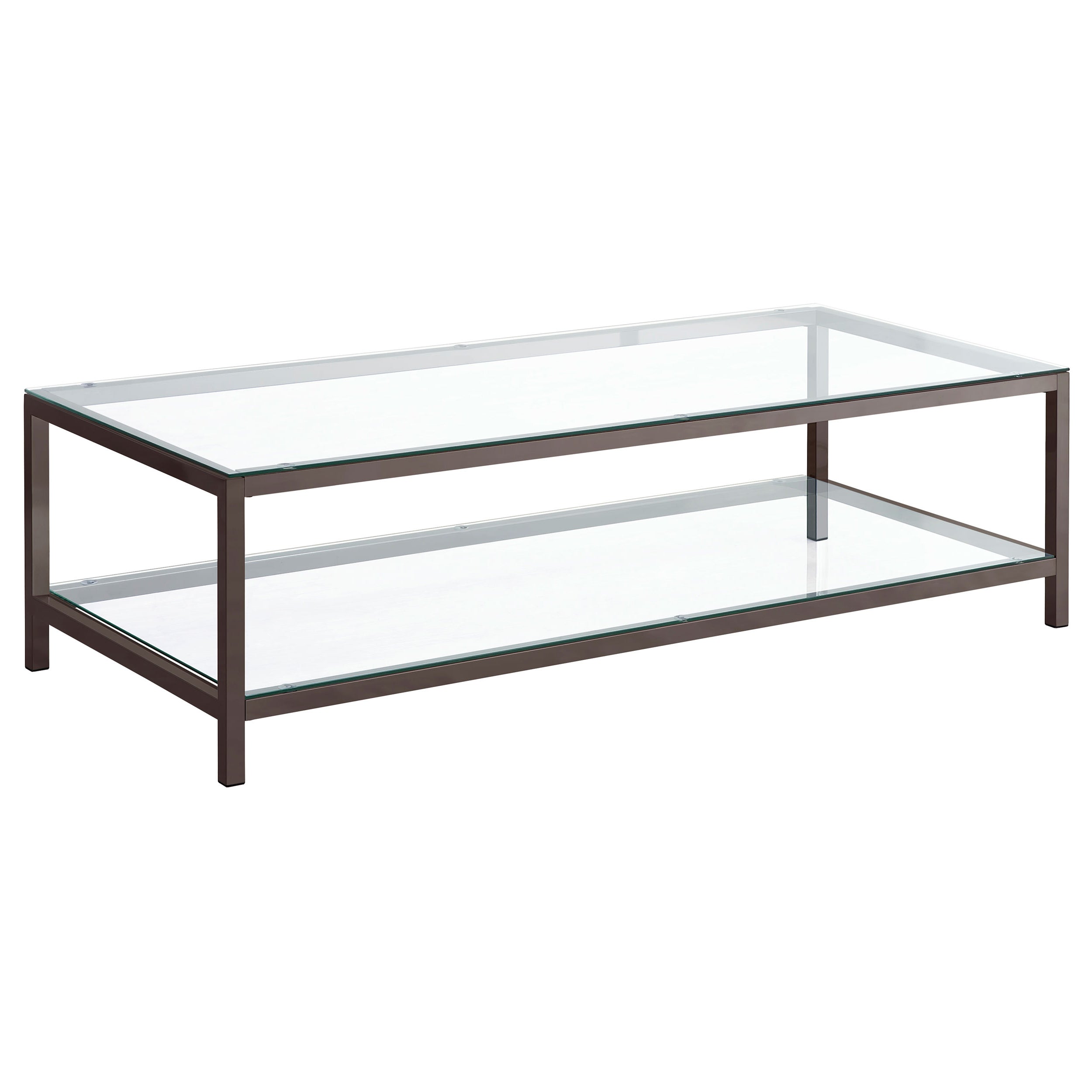 Trini 1-shelf Glass Top Coffee Table Black Nickel — view 1