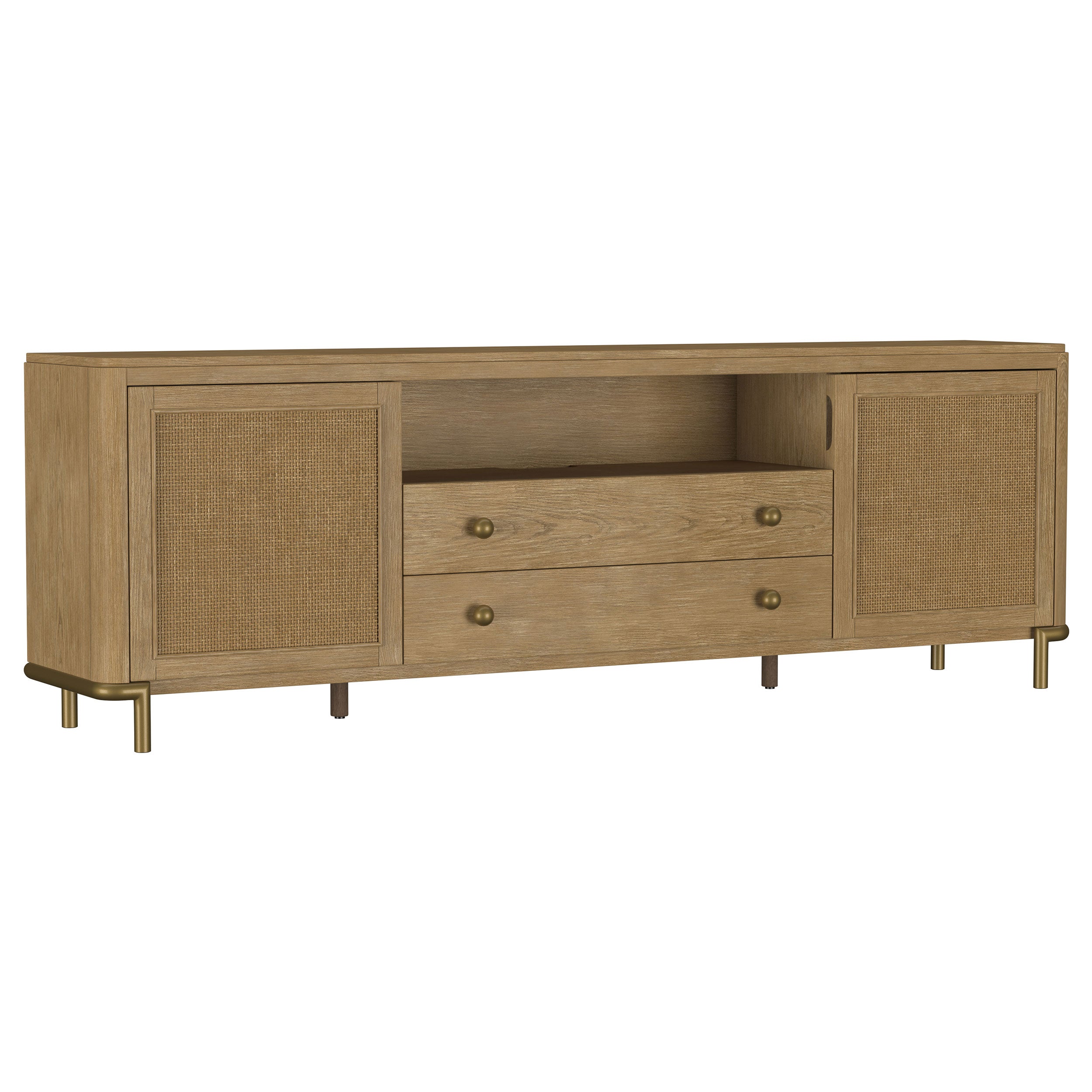 Arini Rattan Cane 2-door TV Stand Media Console Sand Wash — view 1