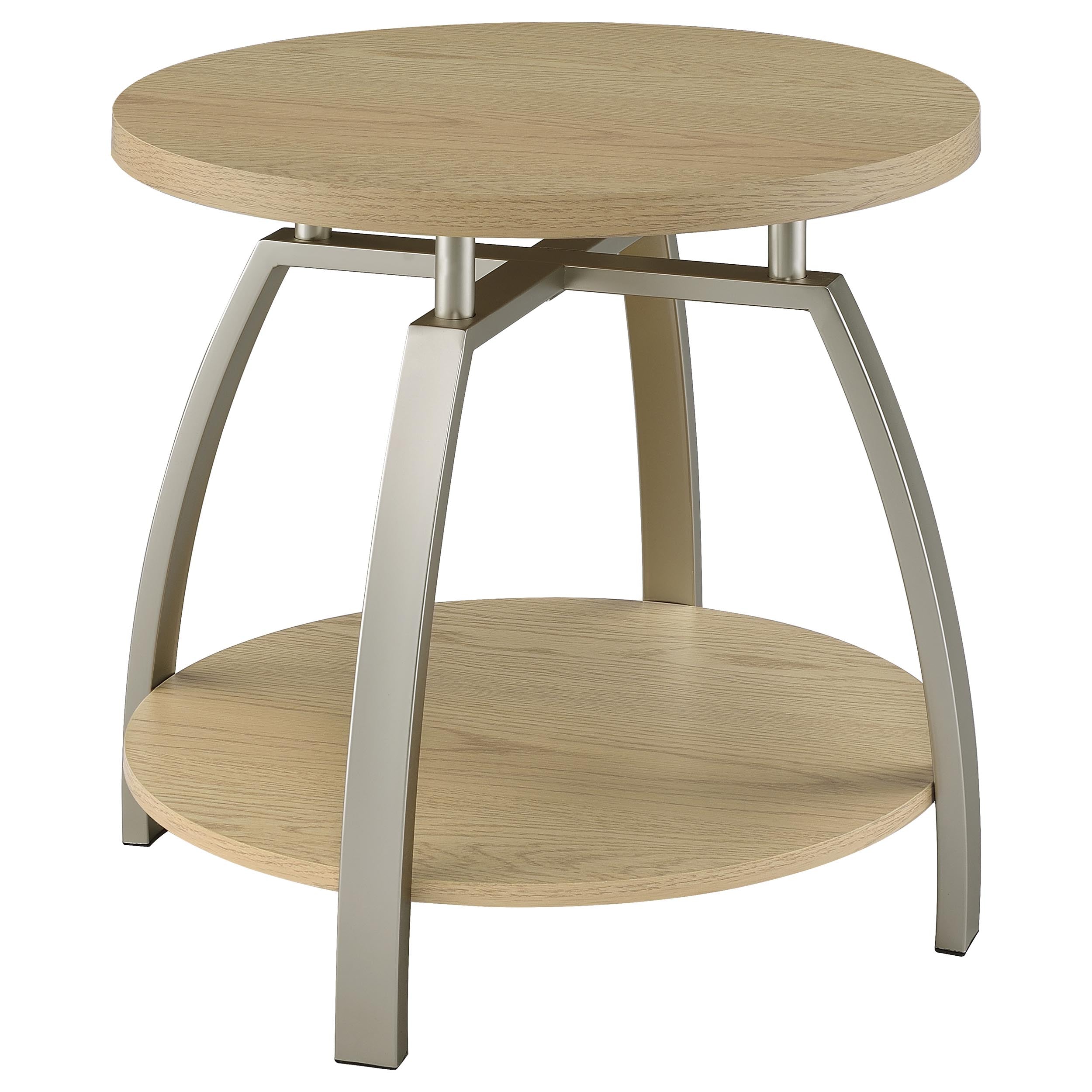 Dacre Round Engineered Wood Top Side End Table Greige — view 1