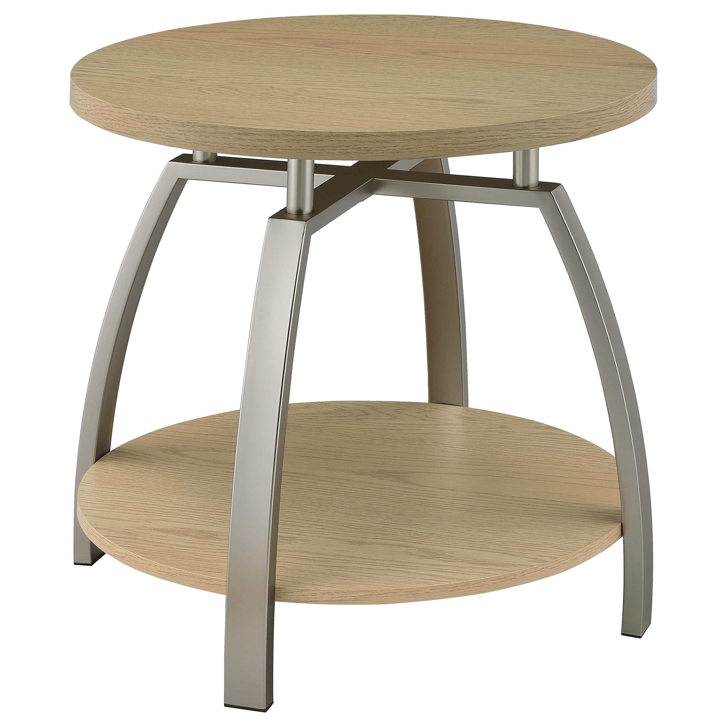 Dacre Round Engineered Wood Top Side End Table Greige — view 5