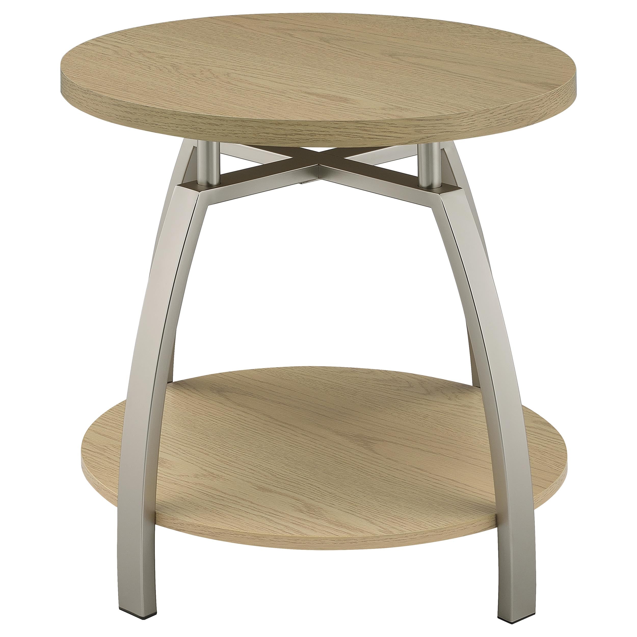 Dacre Round Engineered Wood Top Side End Table Greige — view 6