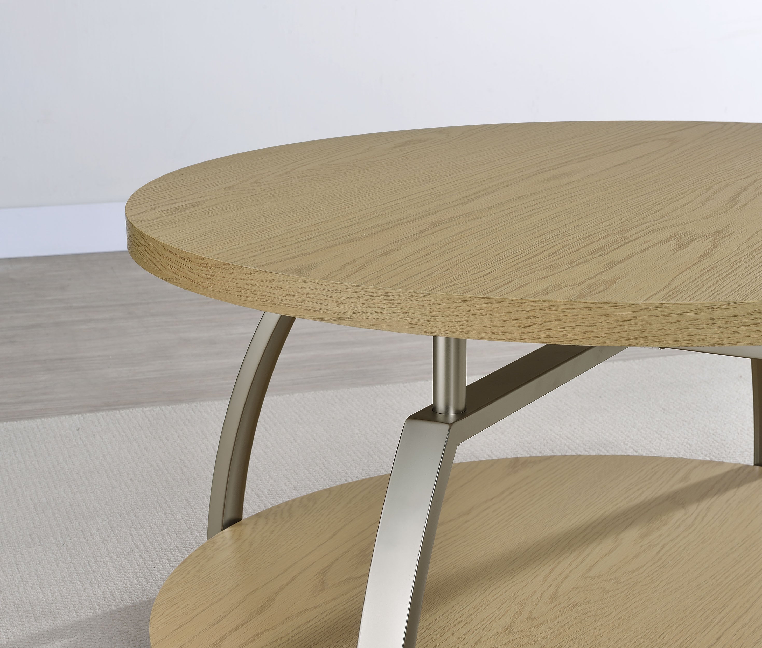 Dacre Round Engineered Wood Top Coffee Table Greige — view 8