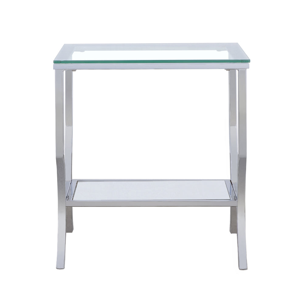 Saide Square Glass Top Side End Table Chrome — view 3