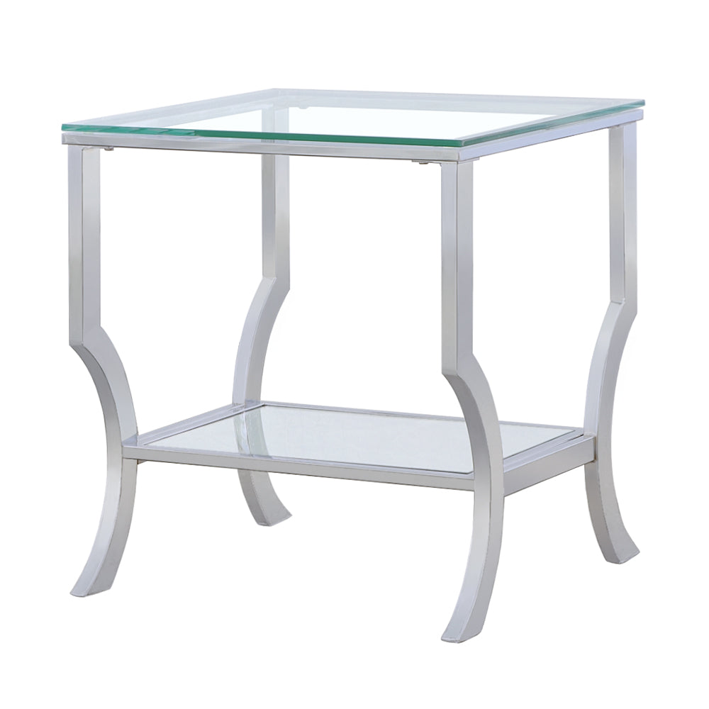 Saide Square Glass Top Side End Table Chrome — view 4