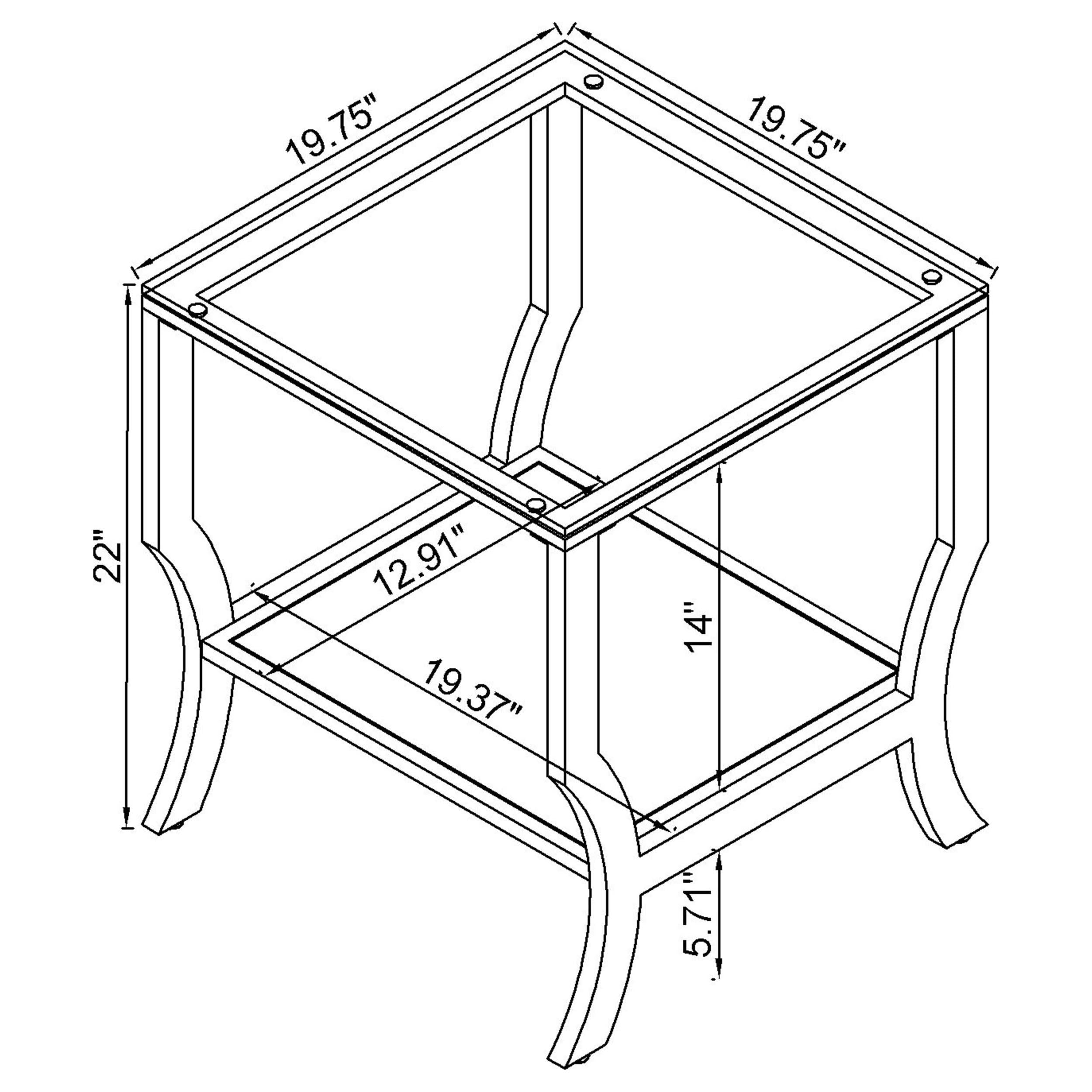 Saide 2-piece Glass Top Coffee and End Table Set Chrome — view 5
