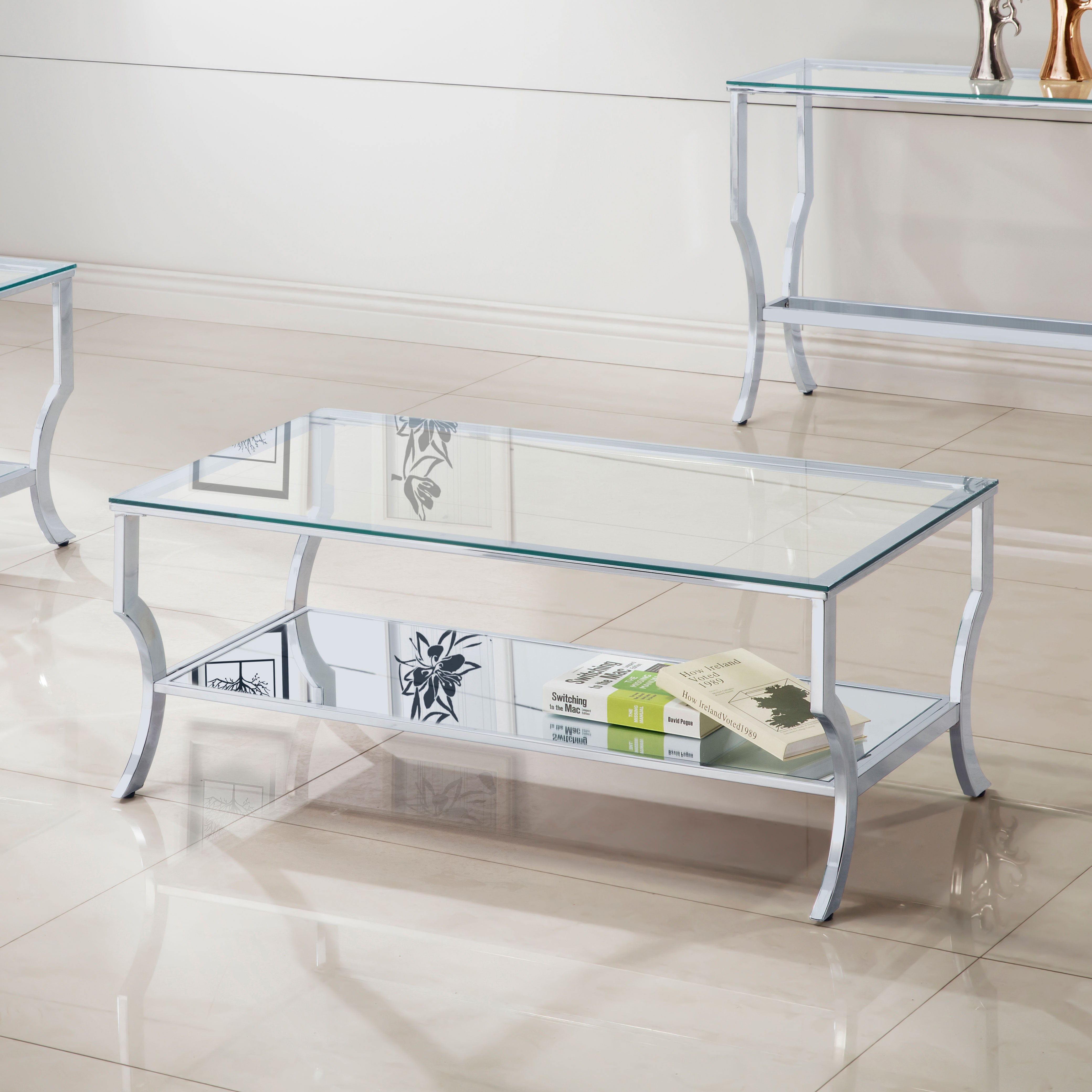 Saide Rectangular Glass Top Coffee Table Chrome — view 2