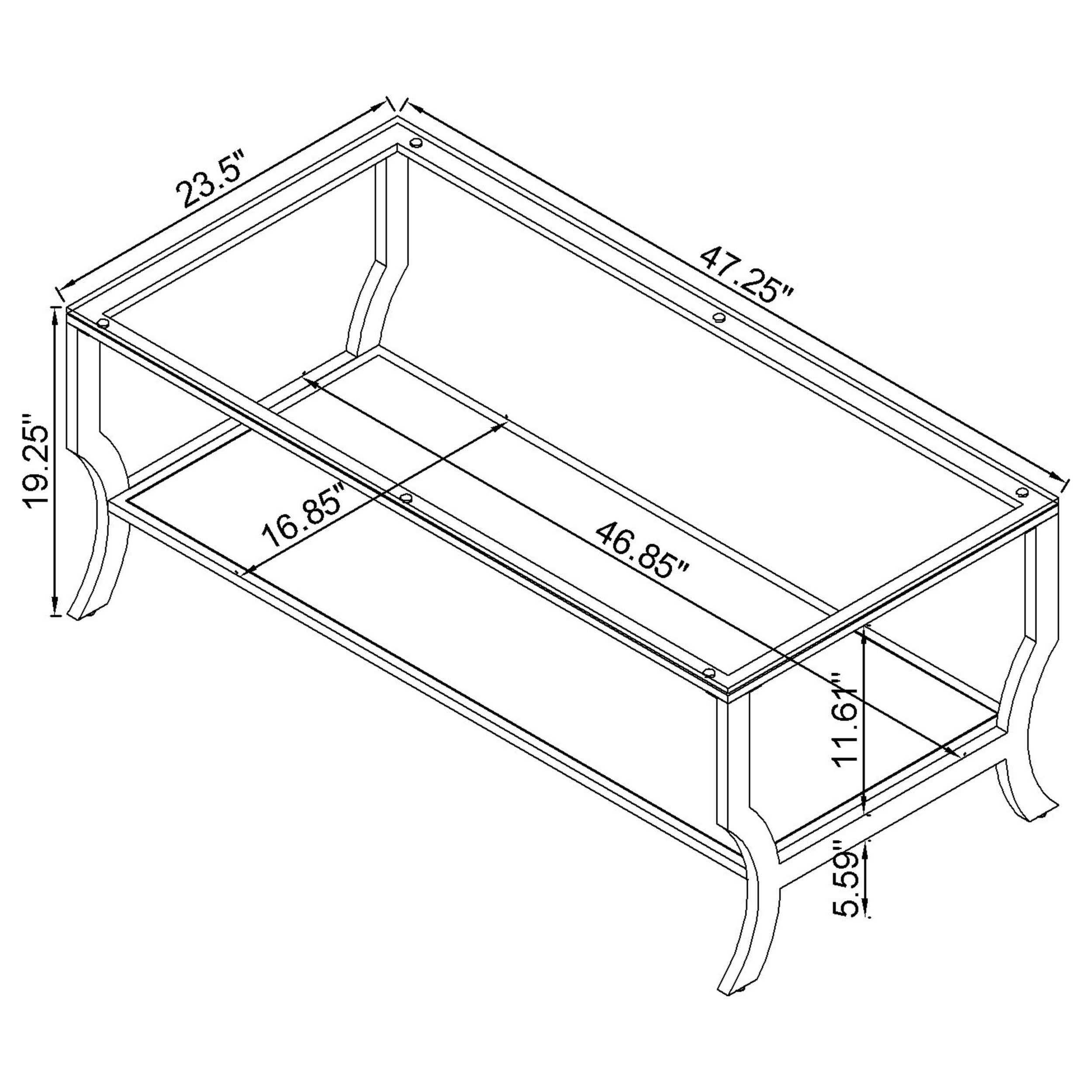Saide Rectangular Glass Top Coffee Table Chrome — view 6