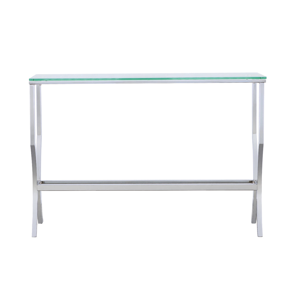 Saide Rectangular Glass Top Entryway Console Table Chrome — view 3