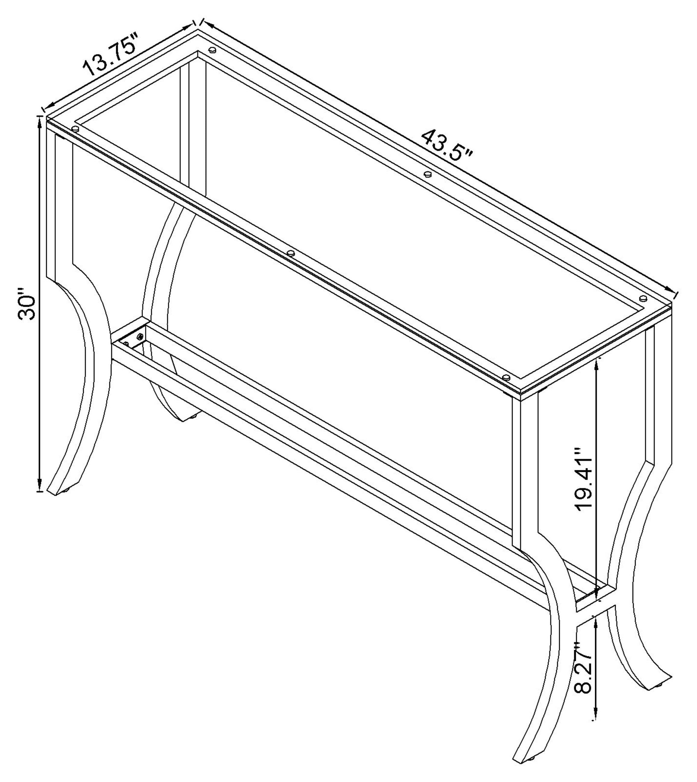 Saide Rectangular Glass Top Entryway Console Table Chrome — view 6